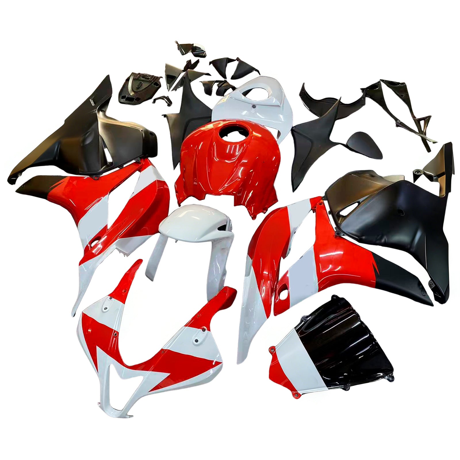 Amotopart 2009-2012 Honda CBR600RR White Red Fairing Kit