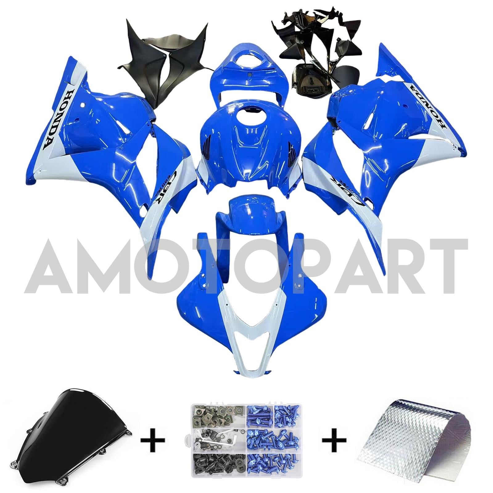 Amotopart 2009-2012 Honda CBR600RR Blue White Fairing Kit