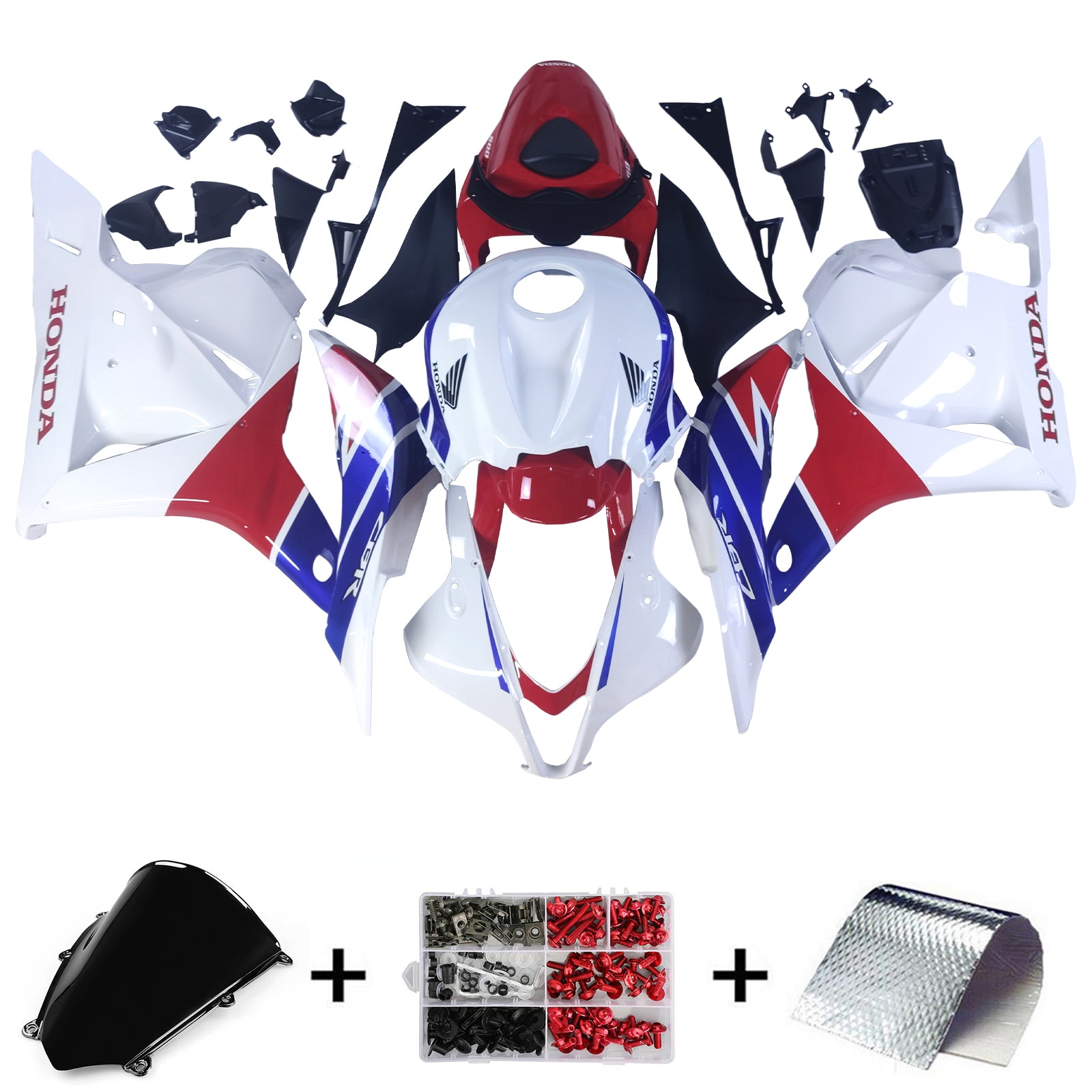 Amotopart 2009-2012 Honda CBR600RR Kit de carenado azul rojo blanco