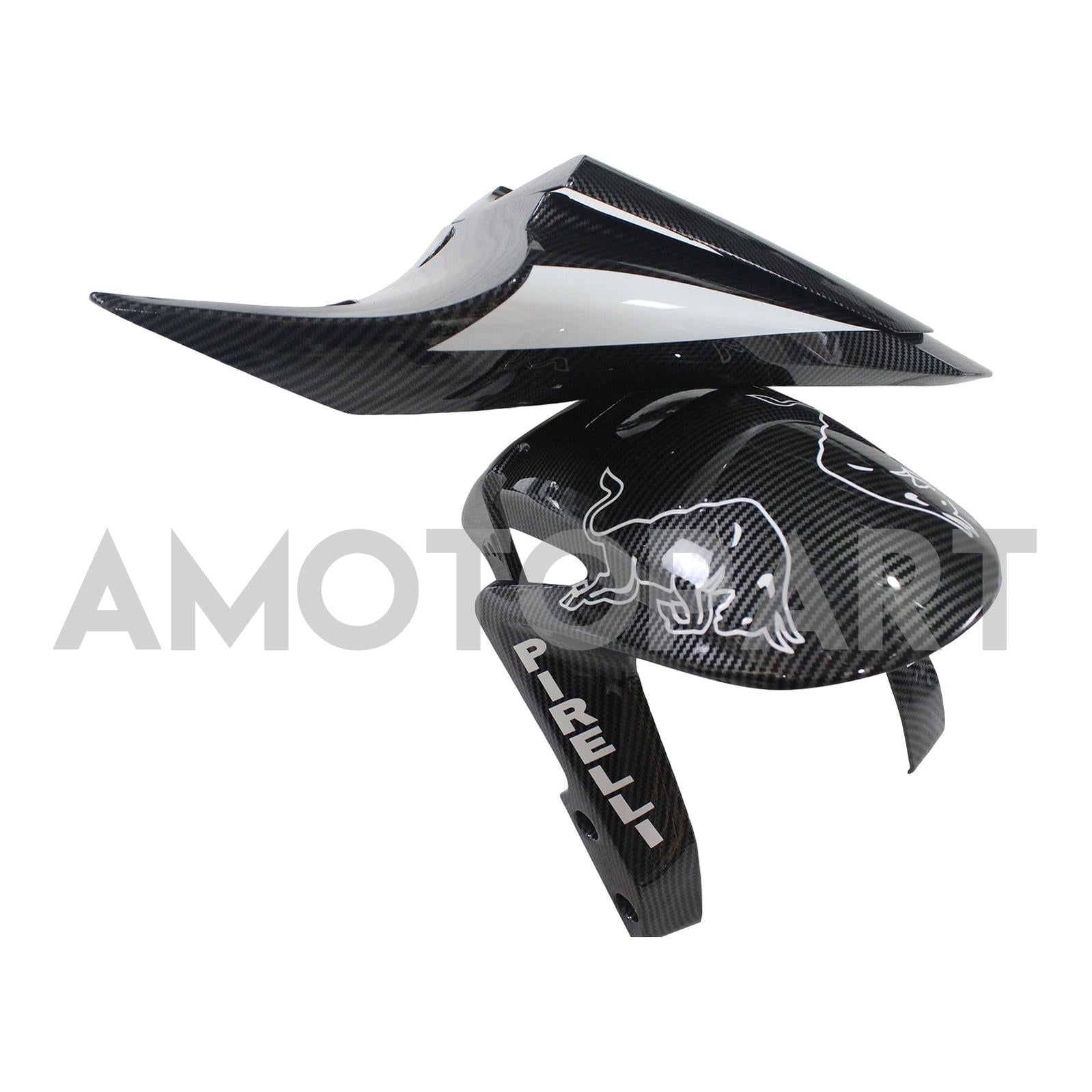 Amotopart 2009-2012 Honda CBR600RR Carbon Fiber Black White Letter Fairing Kit