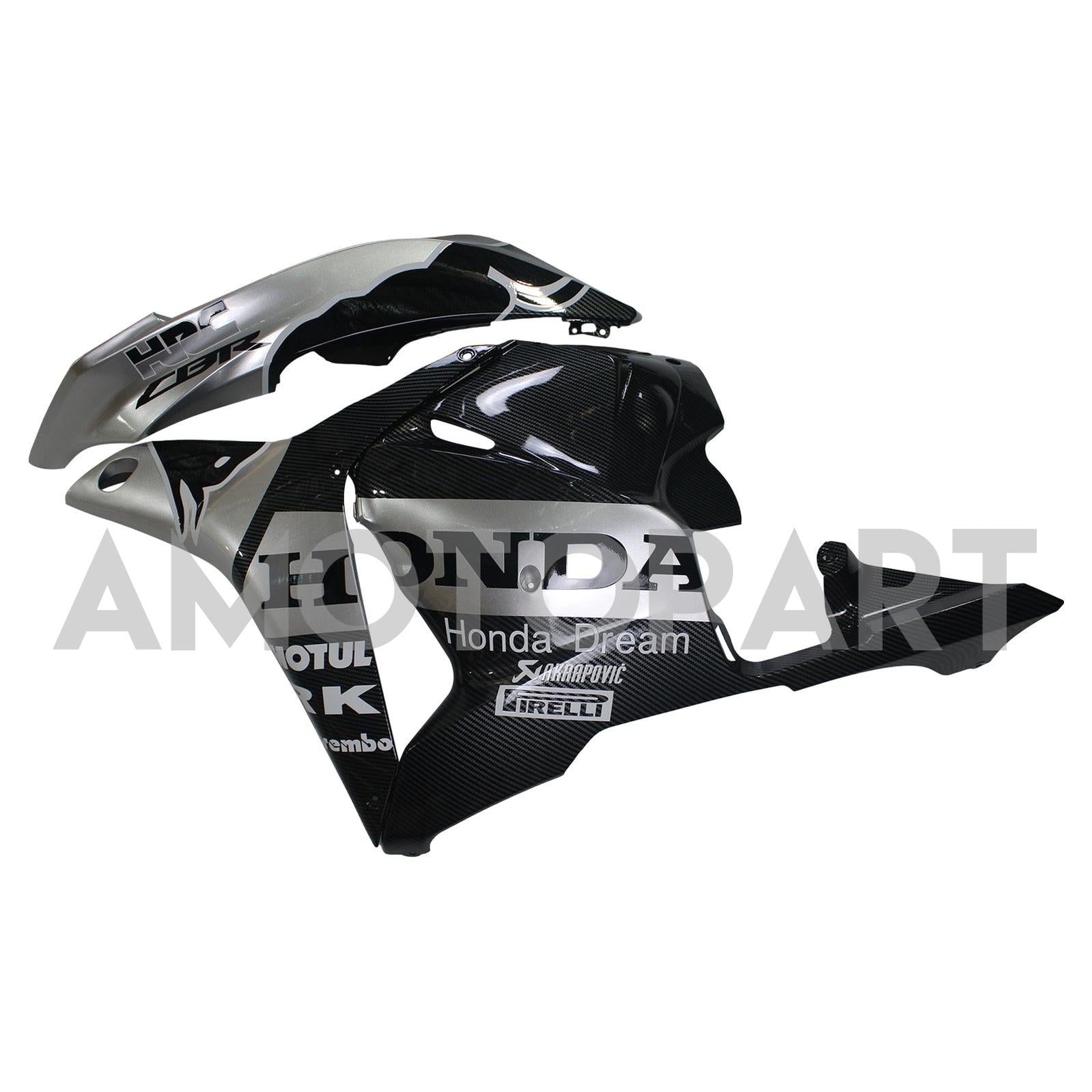 Amotopart 2009-2012 Honda CBR600RR Carbon Fiber Black White Letter Fairing Kit