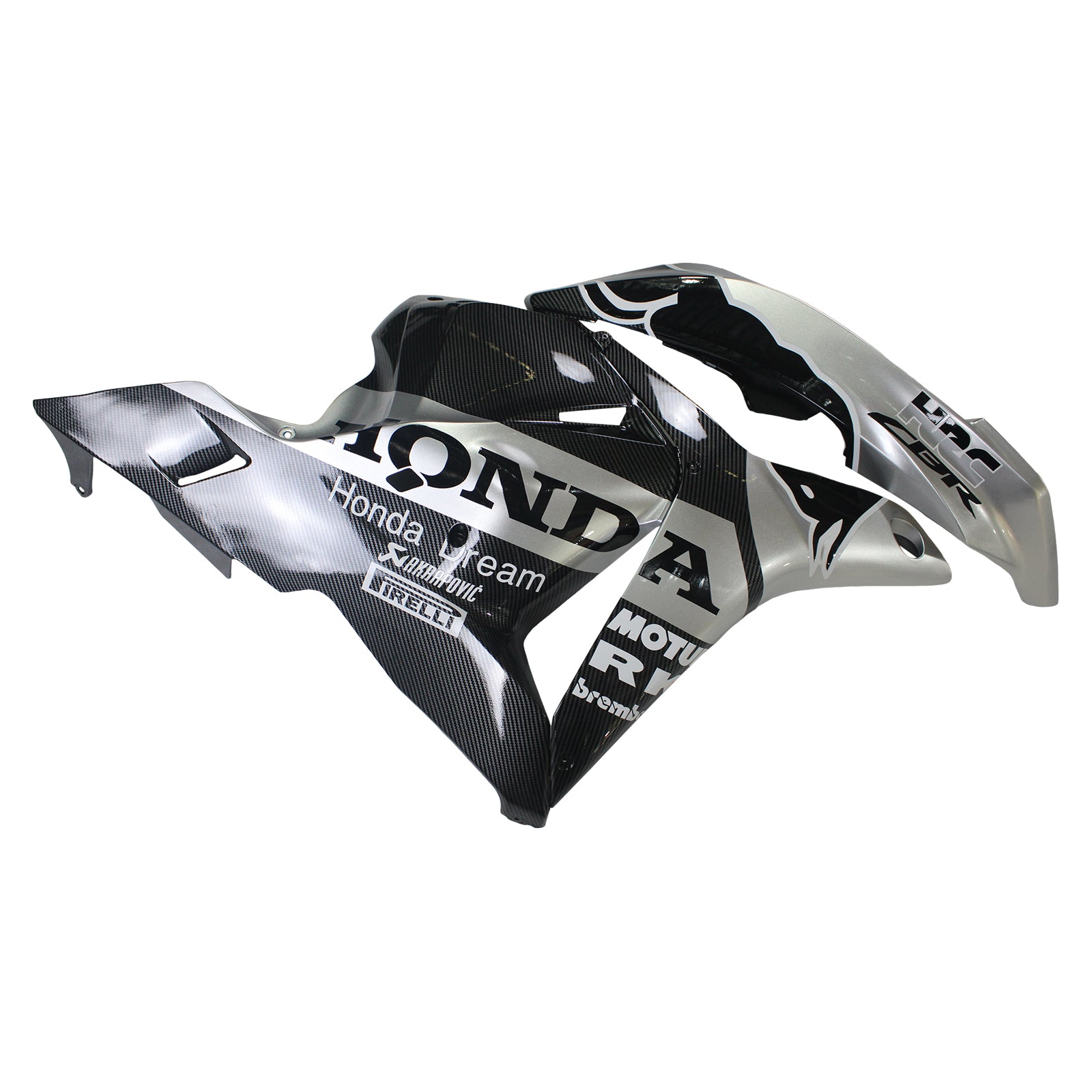 Amotopart 2009-2012 Honda CBR600RR Carbon Fiber Black White Letter Fairing Kit