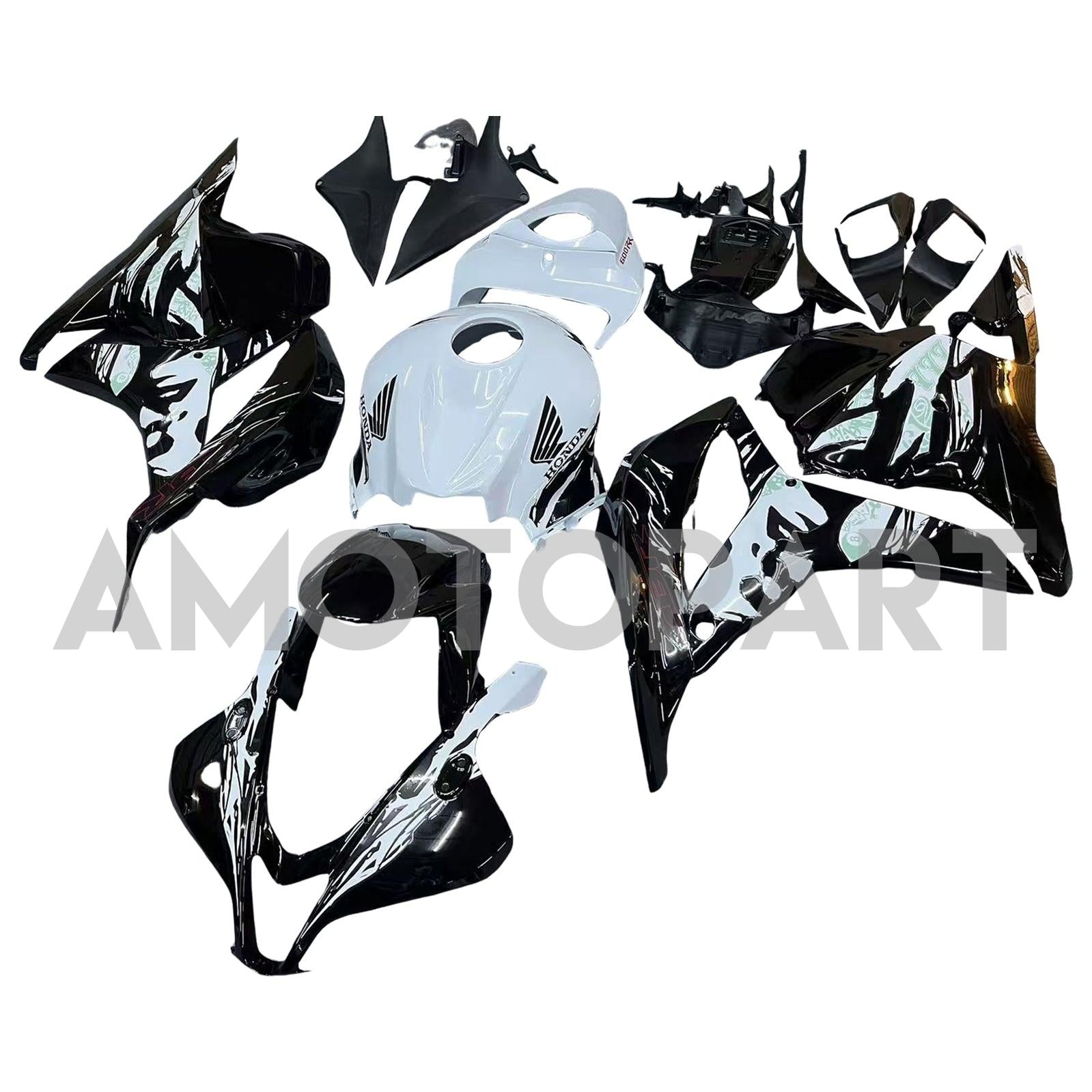Amotopart 2009-2012 Honda CBR600RR Black White Fairing Kit