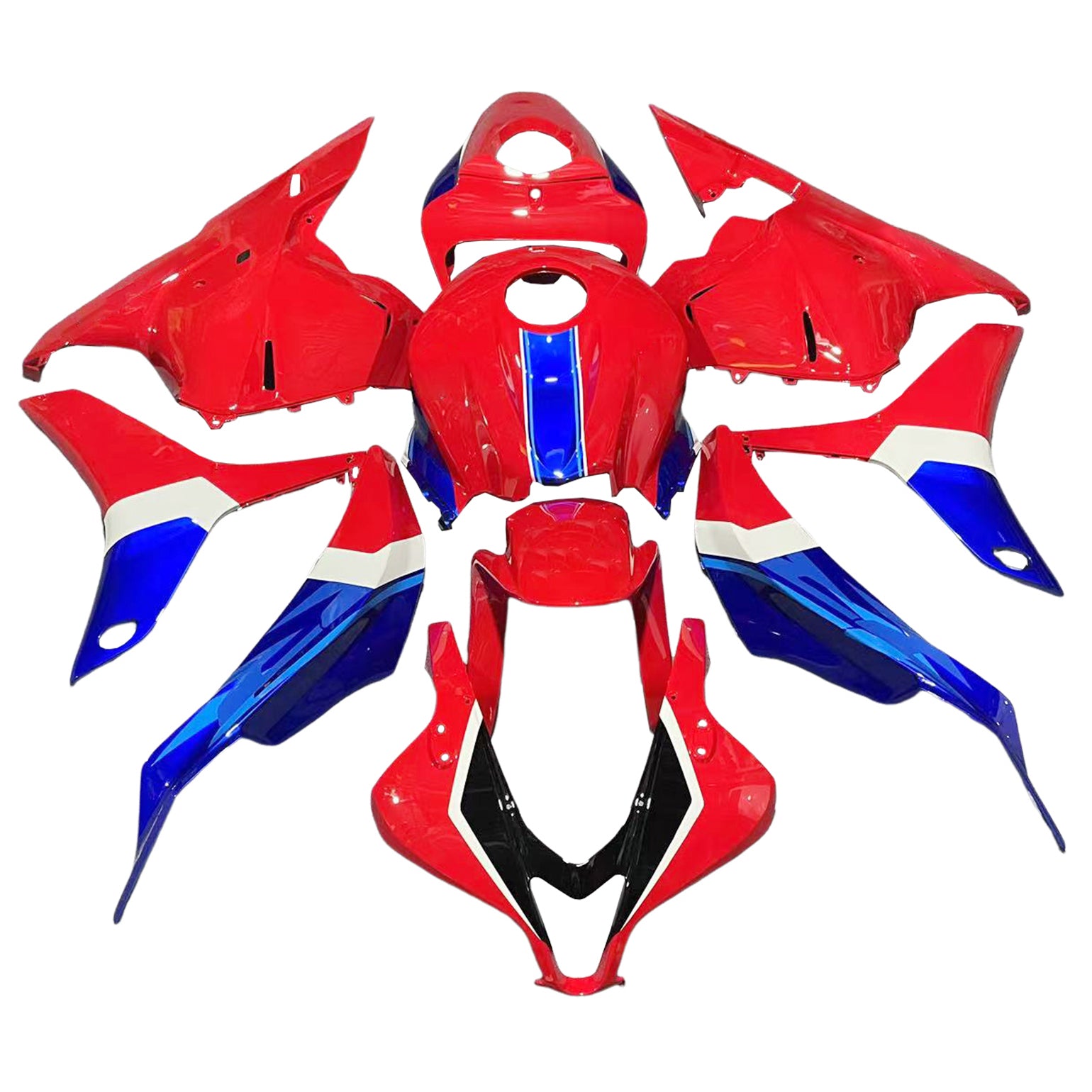 Amotopart 2009-2012 Honda CBR600RR Kit de carénage blanc bleu rouge