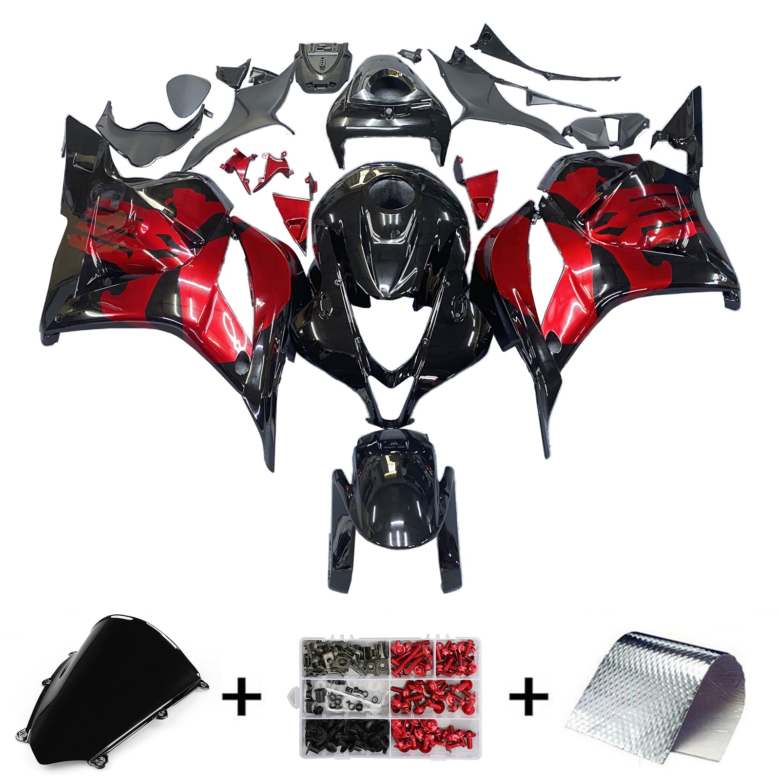 Amotopart 2009-2012 Honda CBR600RR Kit de carenado rojo y negro