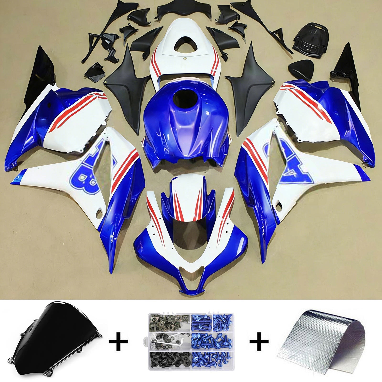 Amotopart 2009-2012 Honda CBR600RR Blue White Black Fairing Kit
