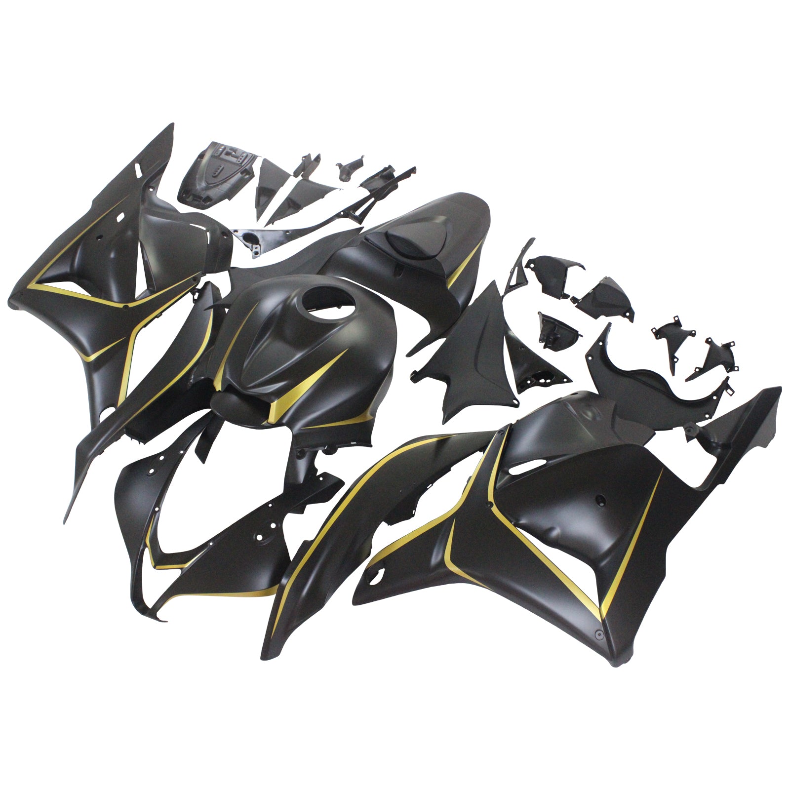 Amotopart 2009–2012 Honda CBR600RR Schwarz-Gold-Verkleidungsset