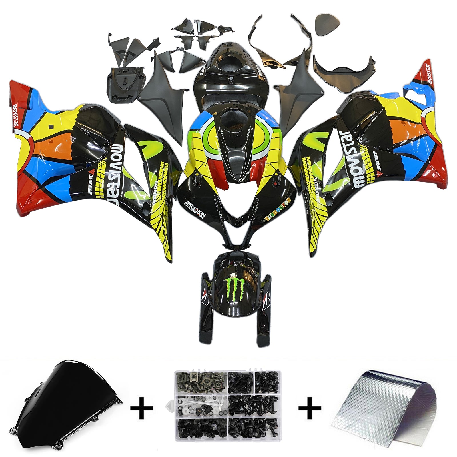 Amotopart 2009-2012 Honda CBR600RR Kit de carenado multicolor