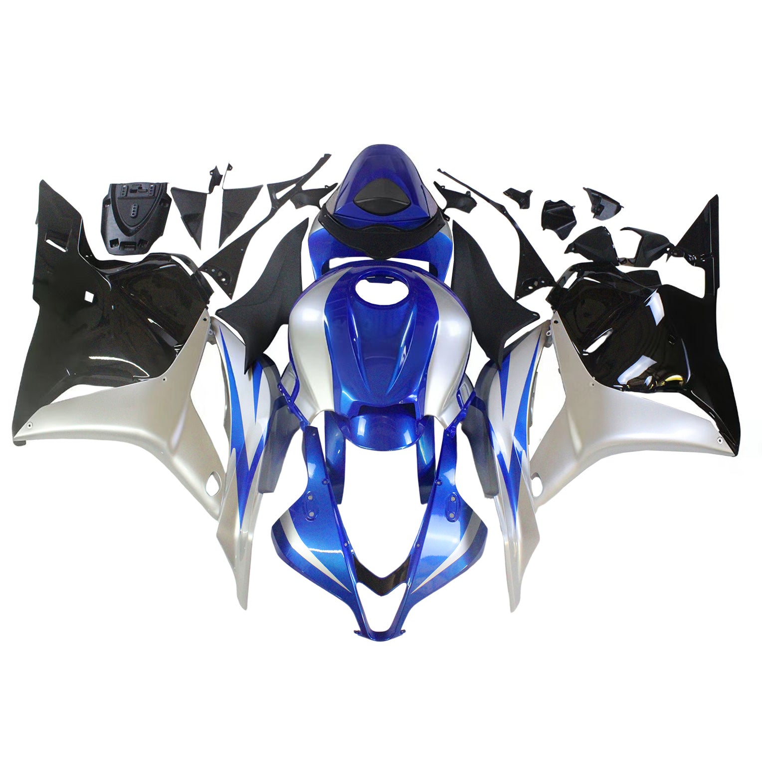 Amotopart 2009–2012 Honda CBR600RR Schwarz Blau Verkleidungsset