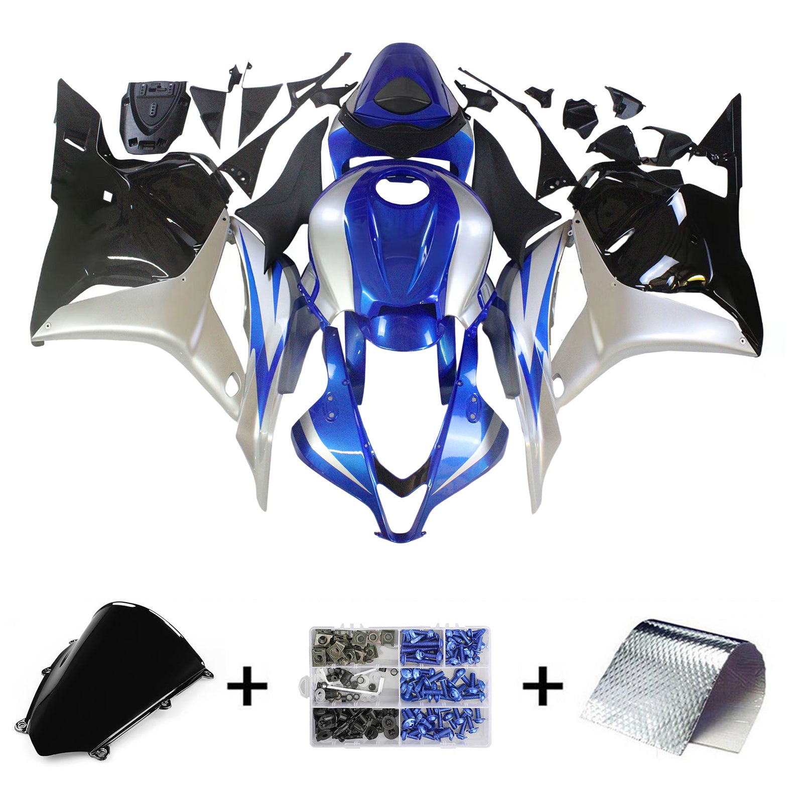 Amotopart 2009–2012 Honda CBR600RR Schwarz Blau Verkleidungsset
