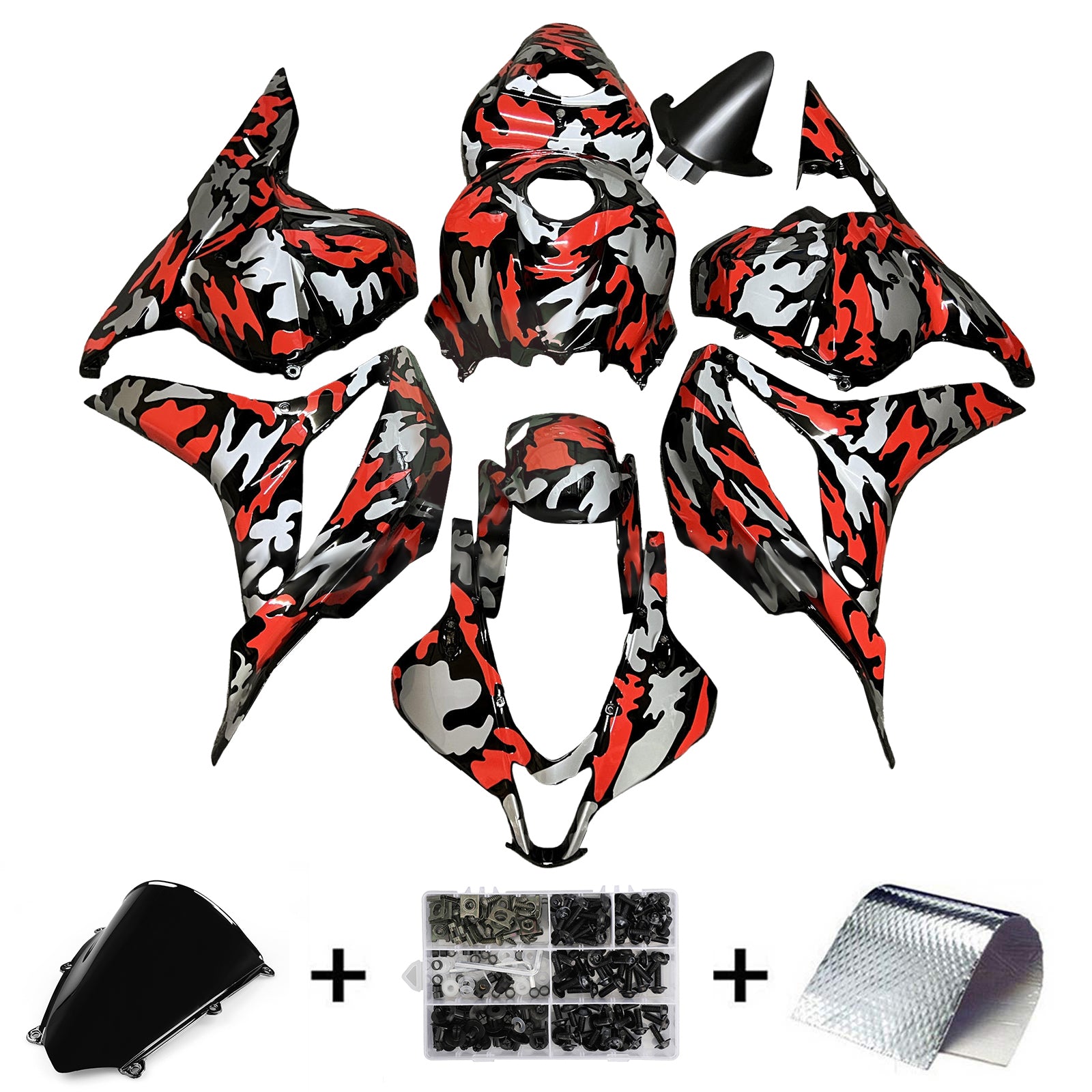Amotopart 2009-2012 Honda CBR600RR Kit de carénage rouge gris noir