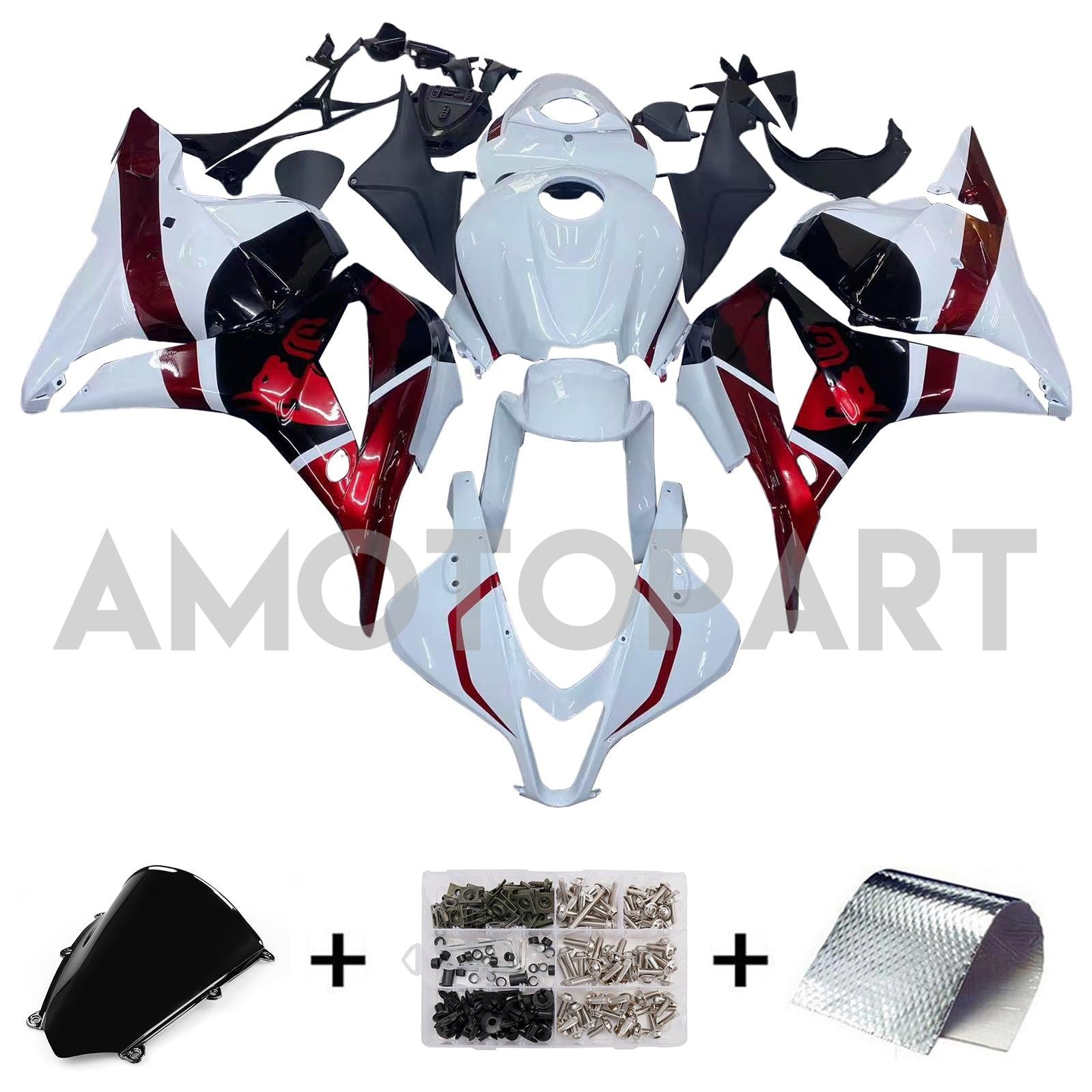 Amotopart 2009-2012 Honda CBR600RR White Red Black Fairing Kit