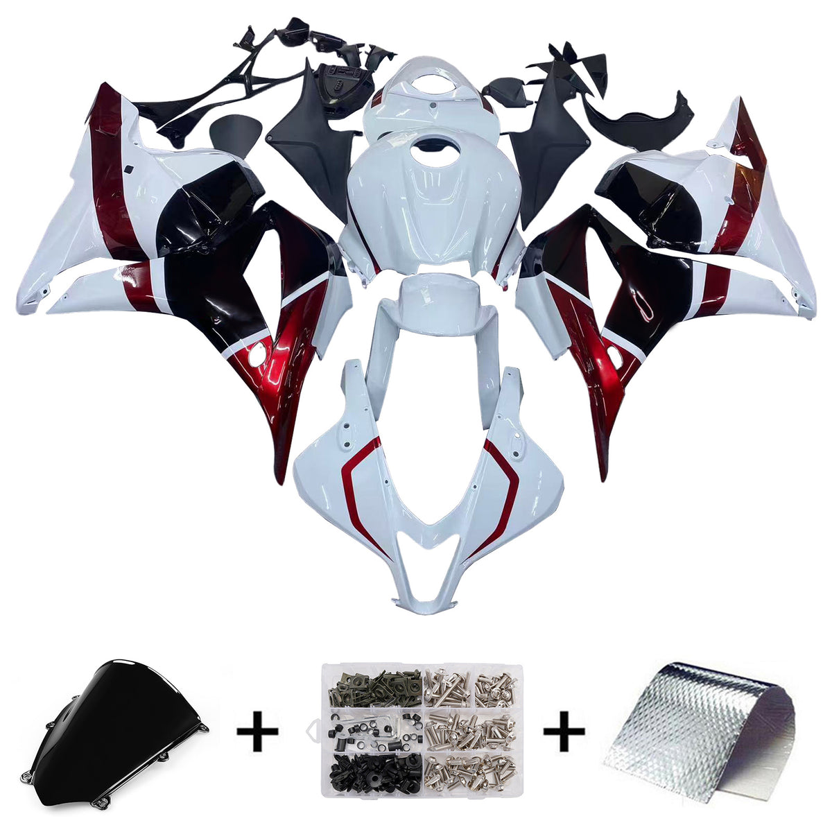 Amotopart 2009-2012 Honda CBR600RR White Red Black Fairing Kit