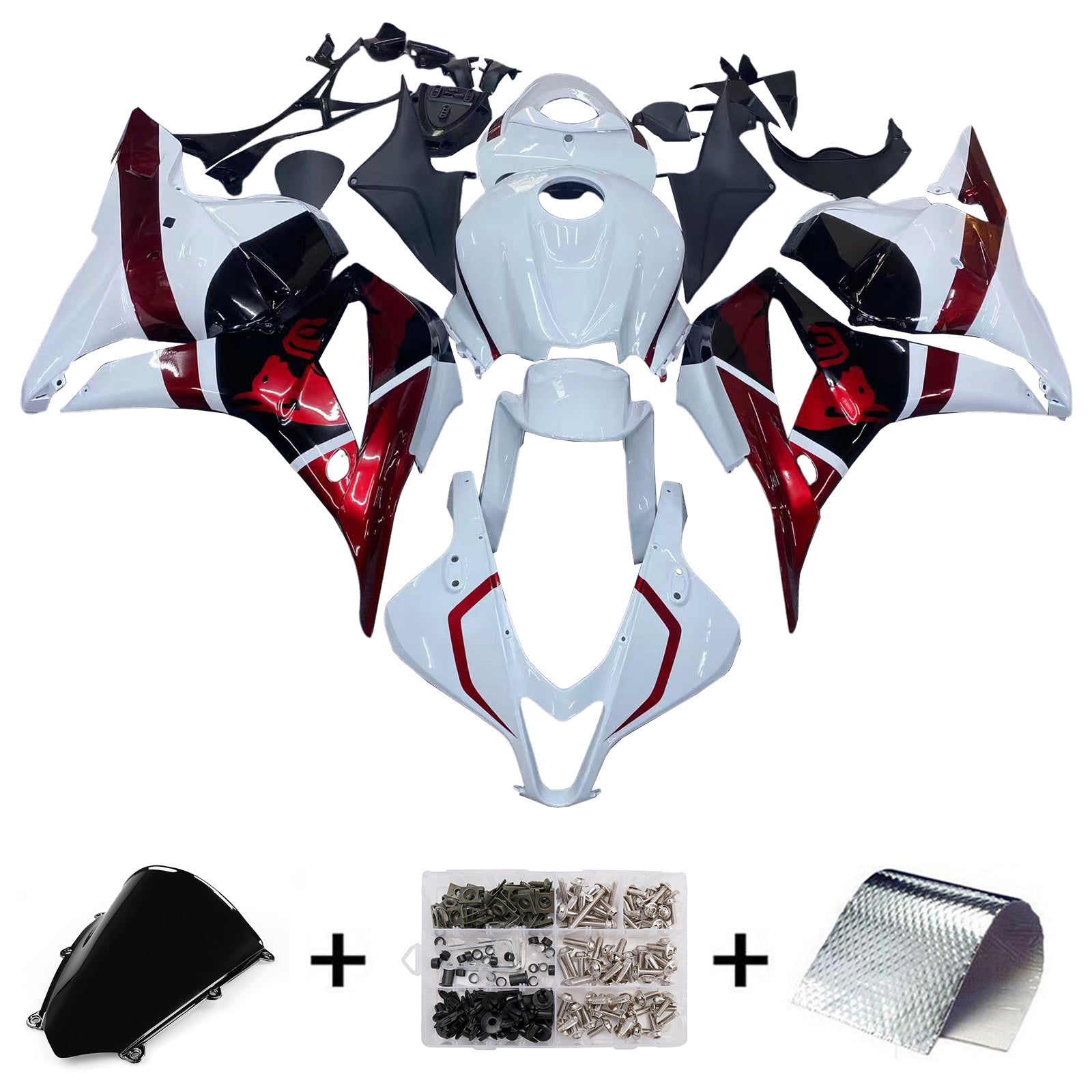 Amotopart 2009-2012 Honda CBR600RR Vit Röd Svart Fairing Kit