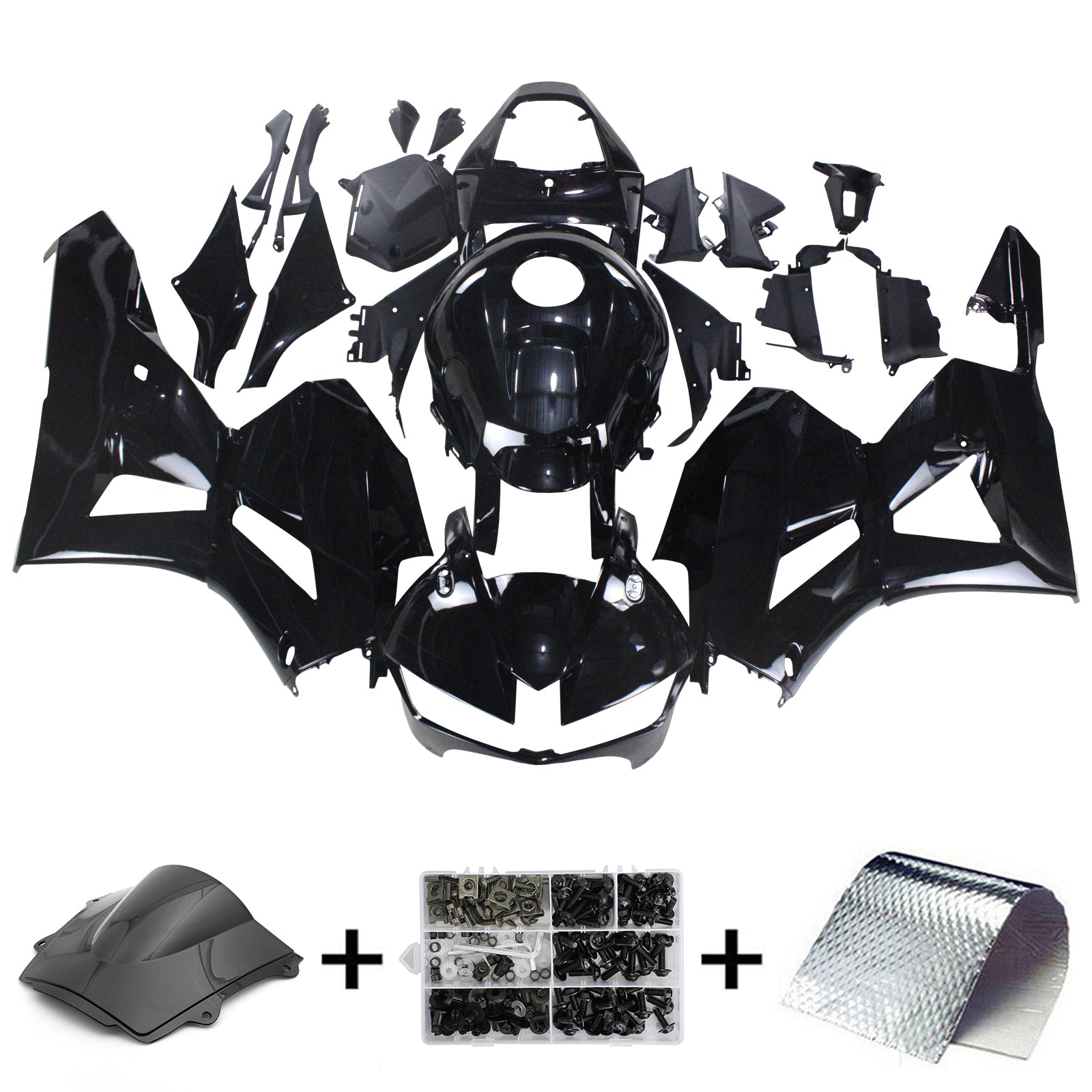 Amotopart Kit de carénage noir brillant Honda CBR600 2013-2023