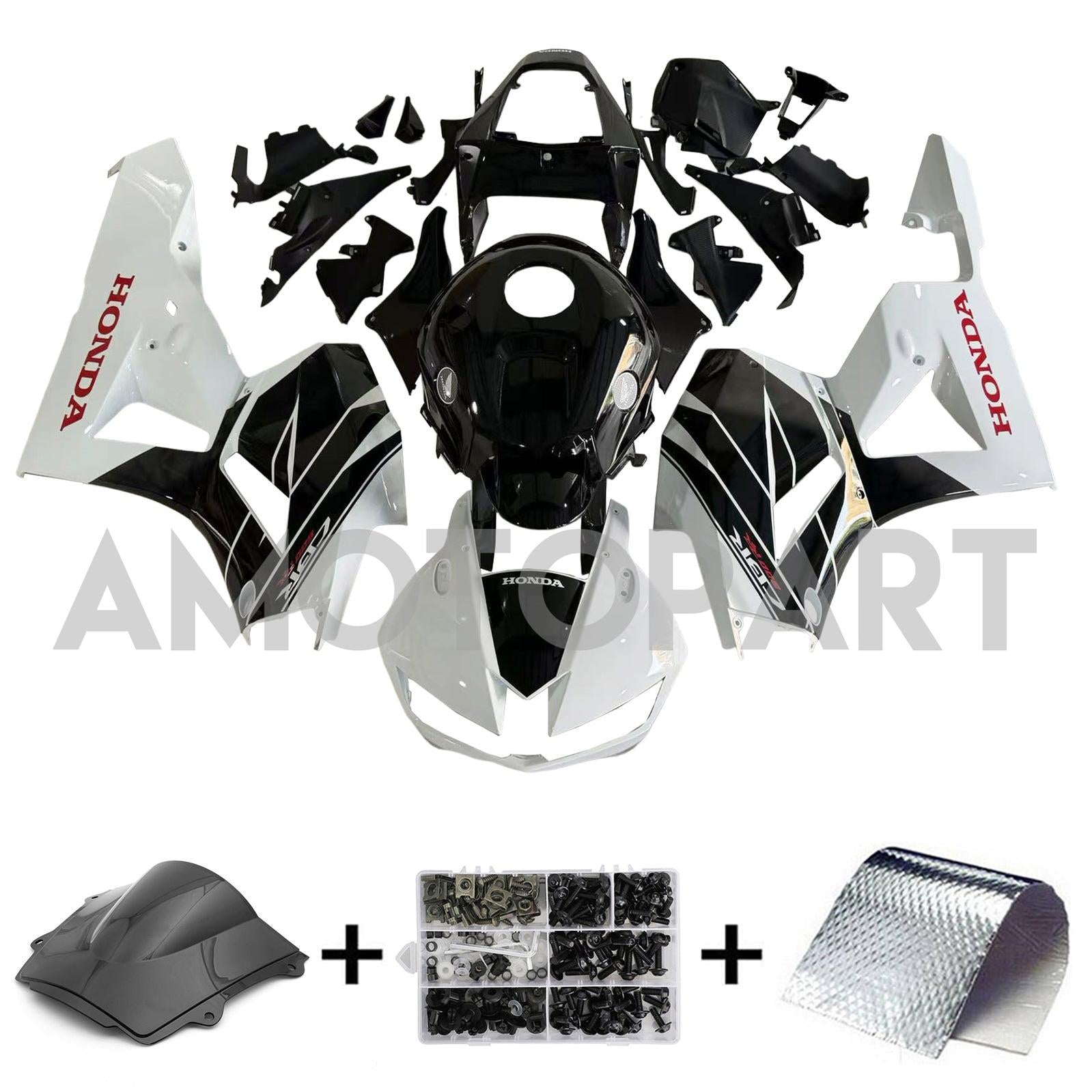 Amotopart 13-25 US ver. & 13-23 European ver. Honda CBR600 Fairing White&Black Style2 Kit