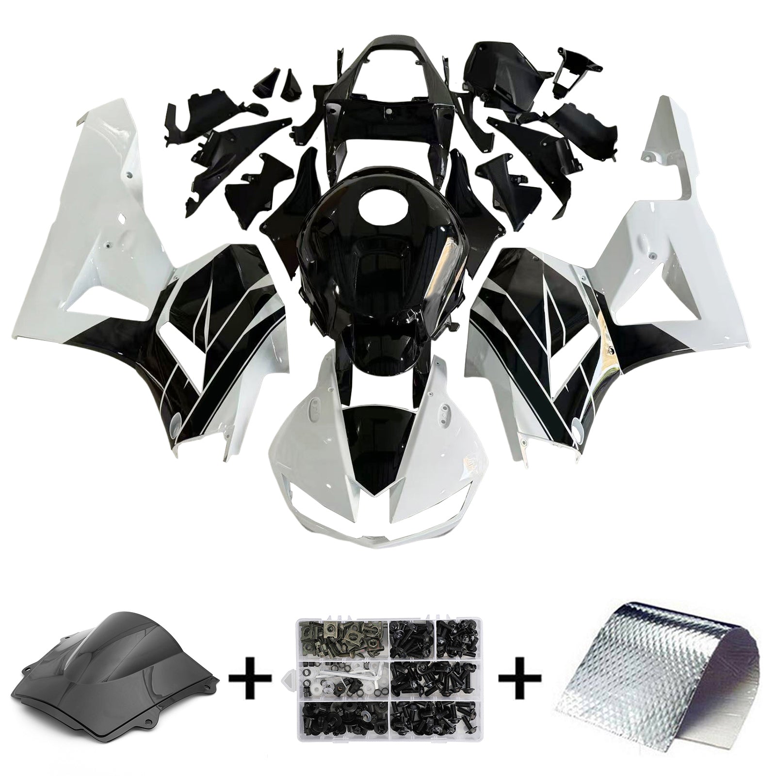 Amotopart 13-25 US ver. & 13-23 European ver. Honda CBR600 Fairing White&Black Style2 Kit
