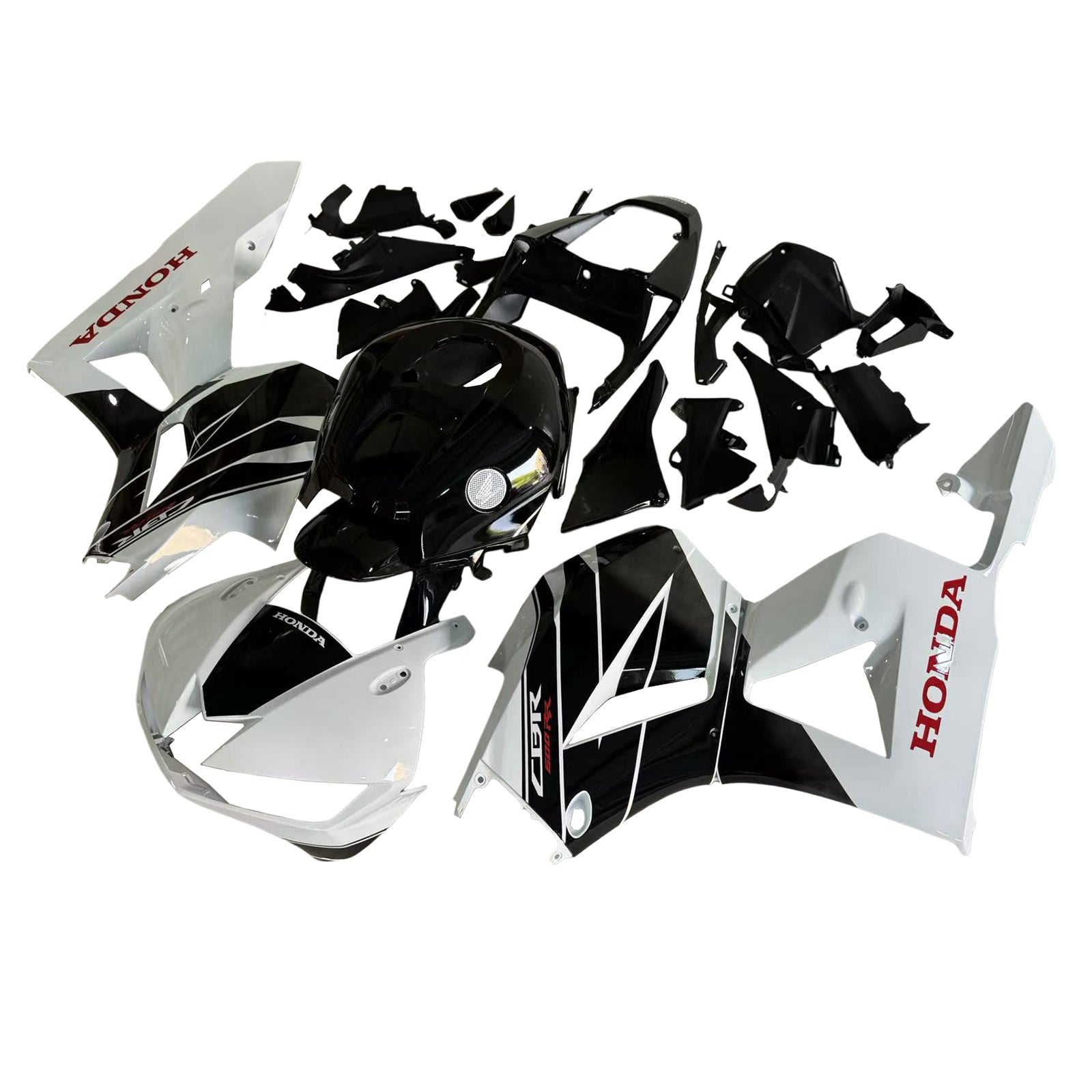 Amotopart 13-25 US-Vers. & 13-23 Europäische Version Honda CBR600 Verkleidung Weiß&Schwarzes Style2-Kit