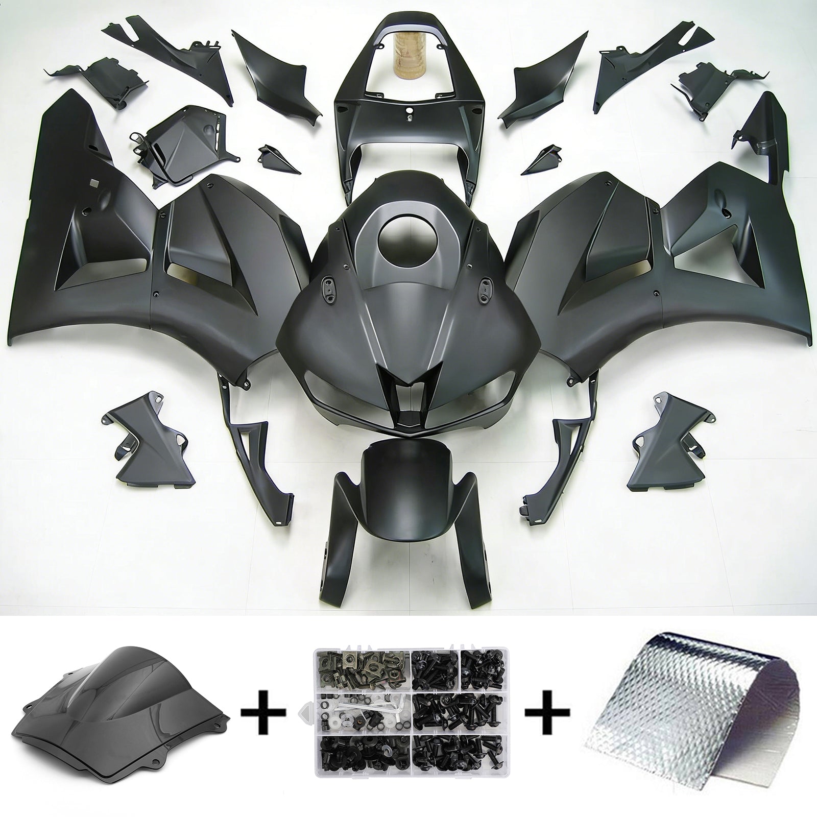 Amotopart 13-26 US ver. & 13-23 European ver. Honda CBR600 Fairing Matte Black&Gold Logo Kit