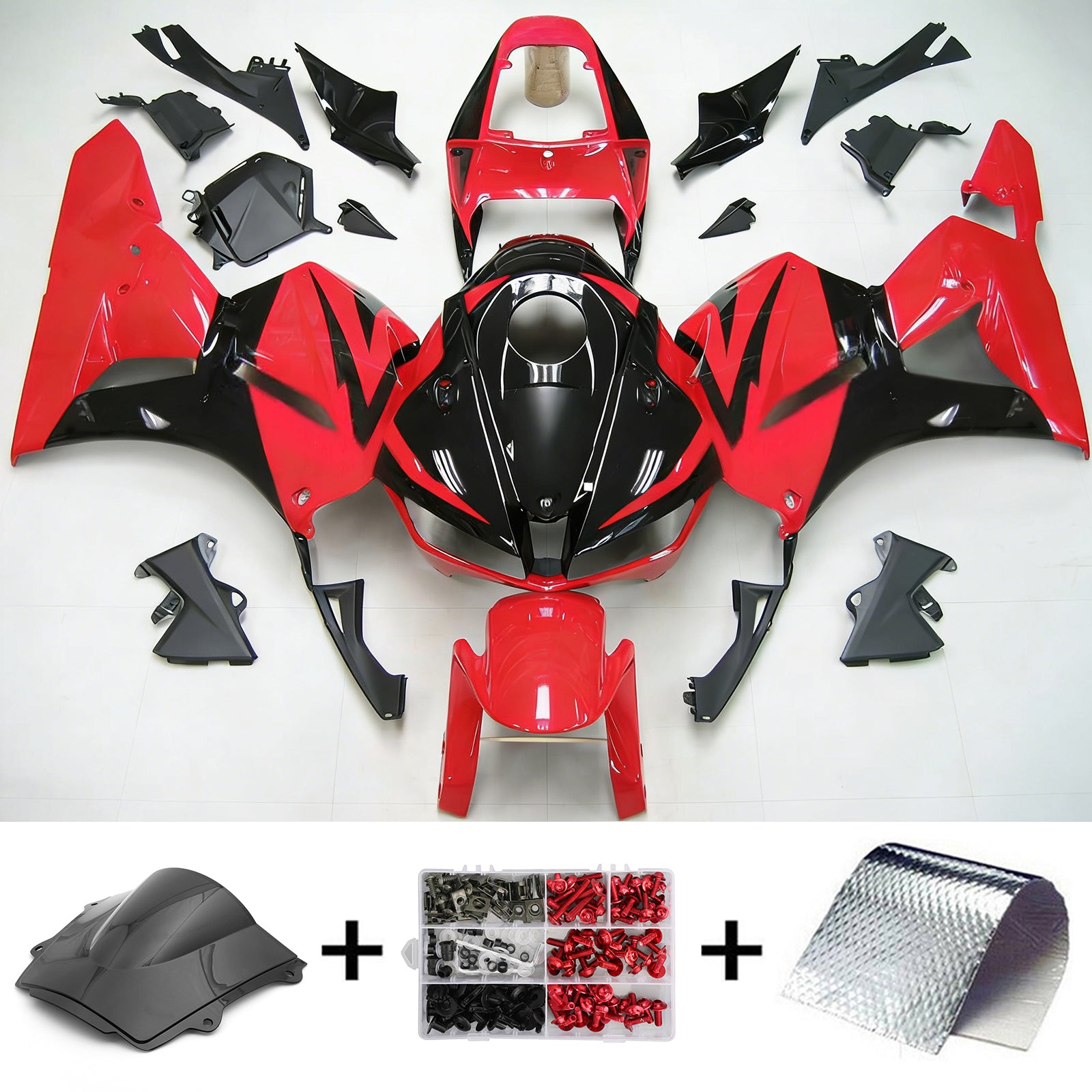 Amotopart 13-26 US ver. & 13-23 European ver. Honda CBR600 Fairing Red&Black Style1 Kit