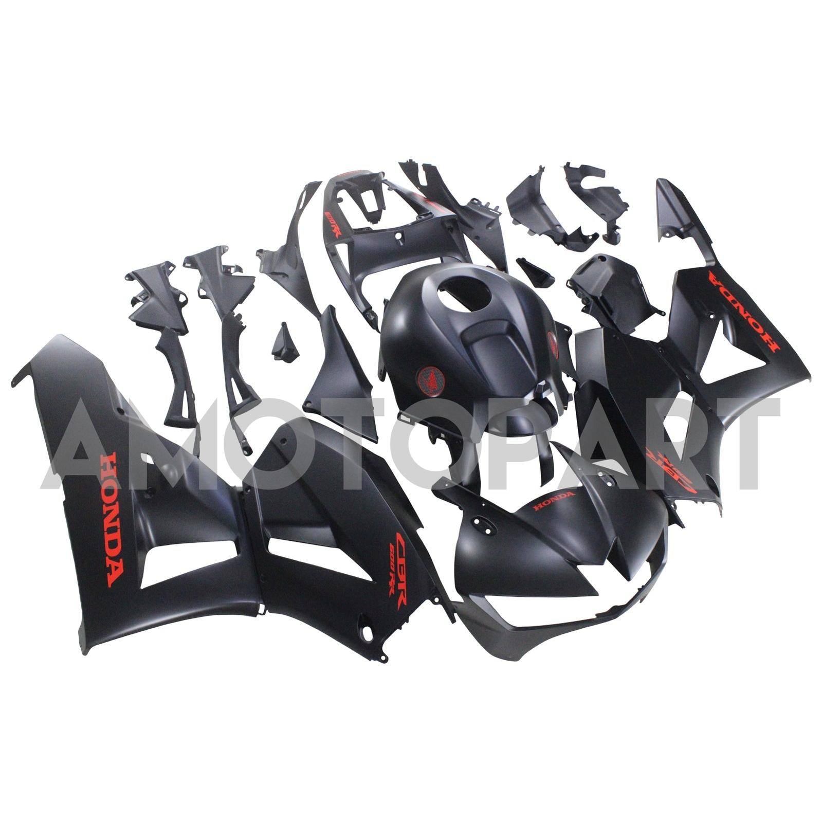 Amotopart 13-25 version américaine & Carénage noir mat pour Honda CBR600 version européenne 13-23&Kit logo rouge