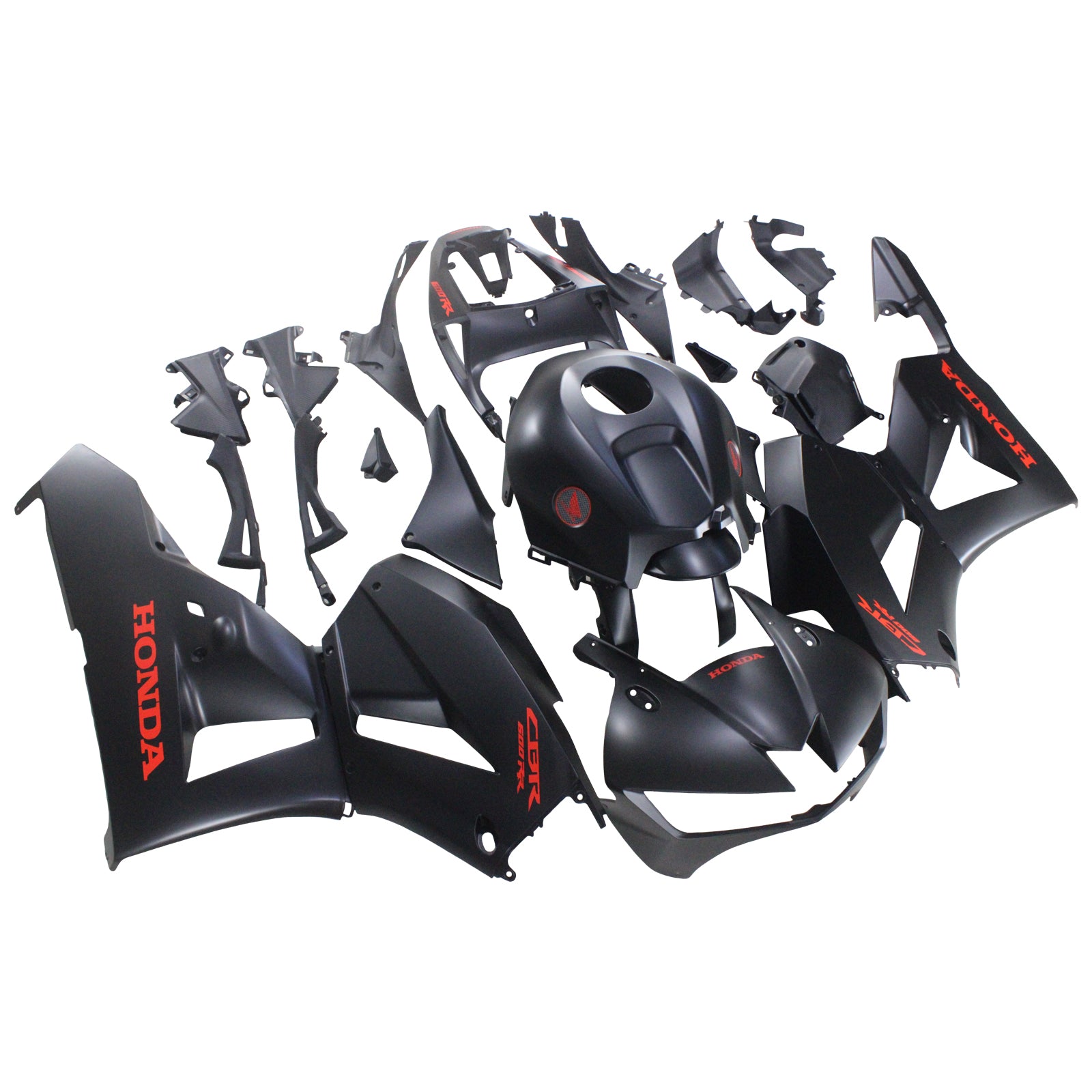 Amotopart 2013–2023 Honda CBR600 Verkleidung, Mattschwarz und rotes Logo-Set