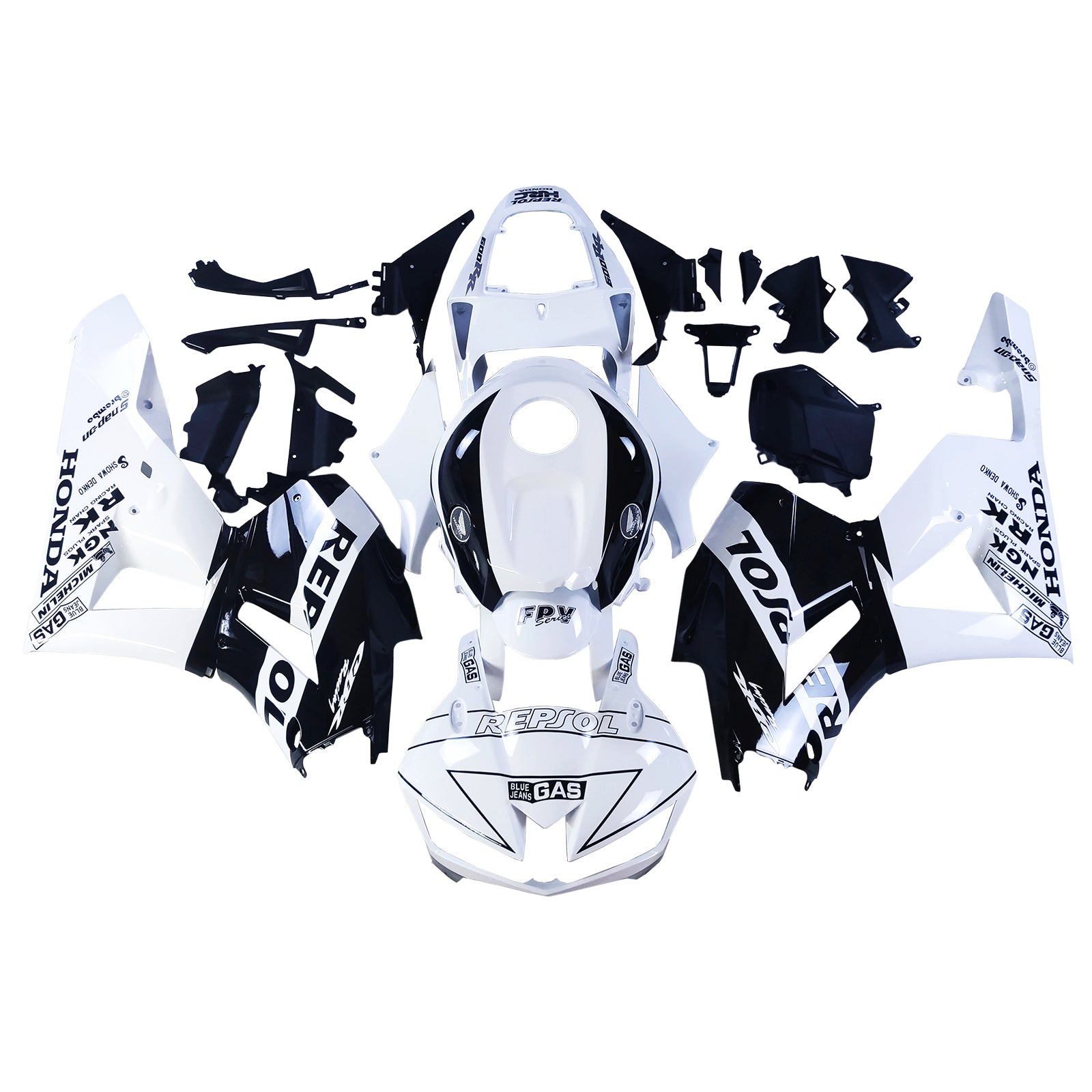 Amotopart 13-25 version américaine & Carénage blanc pour Honda CBR600 version européenne 13-23&Kit Repjol noir