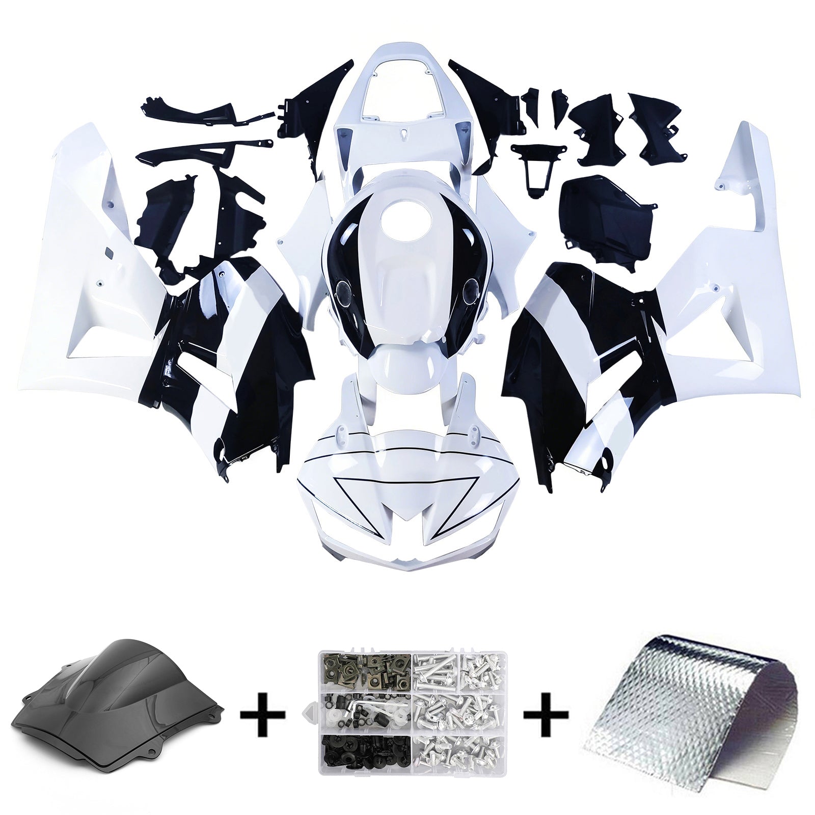 Amotopart 13-25 US ver. & 13-23 Europäische Version Honda CBR600 Verkleidung Weiß&Schwarzes Repjol-Set