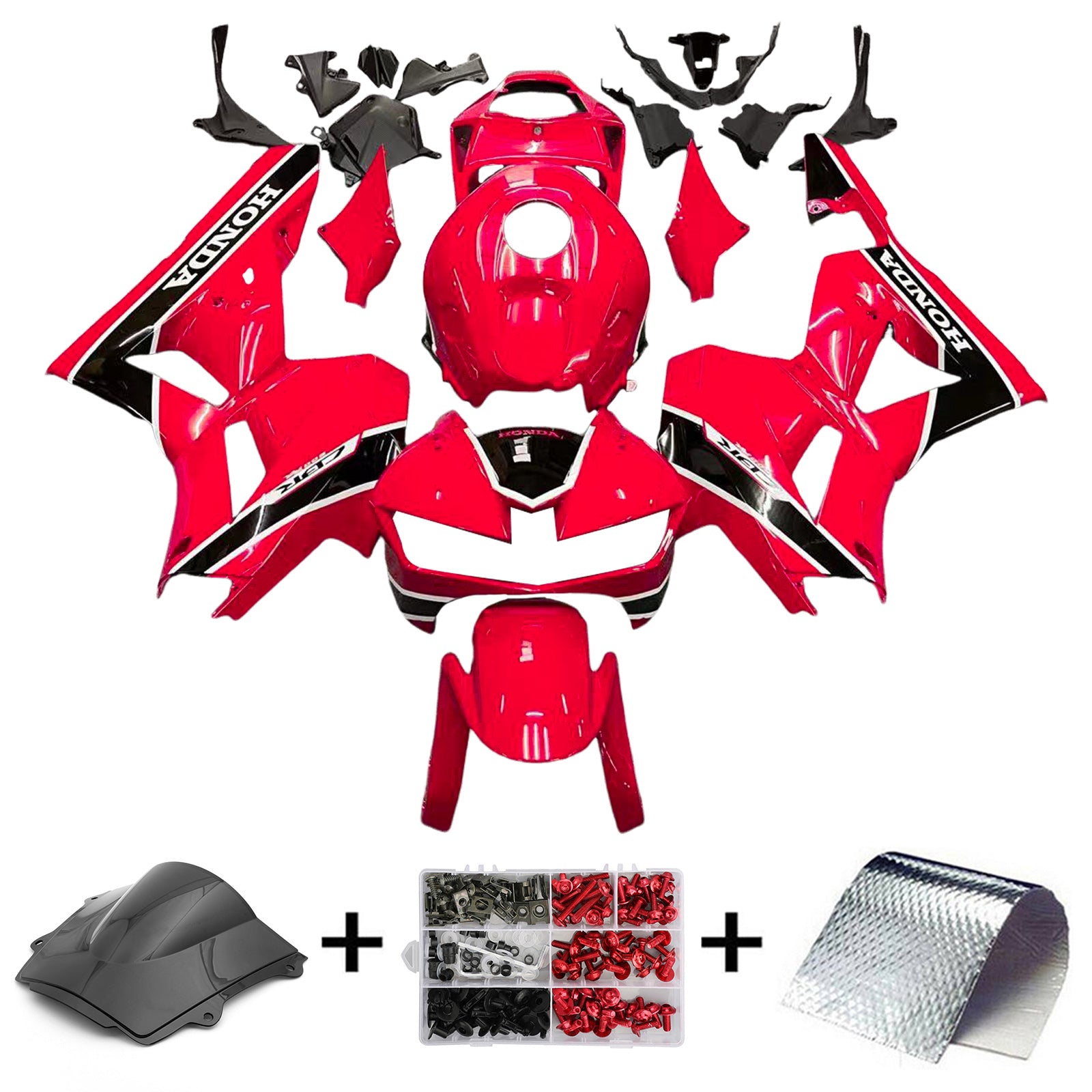 Amotopart 2013–2023 Honda CBR600 Verkleidung, Rot und Schwarz, Style3-Kit