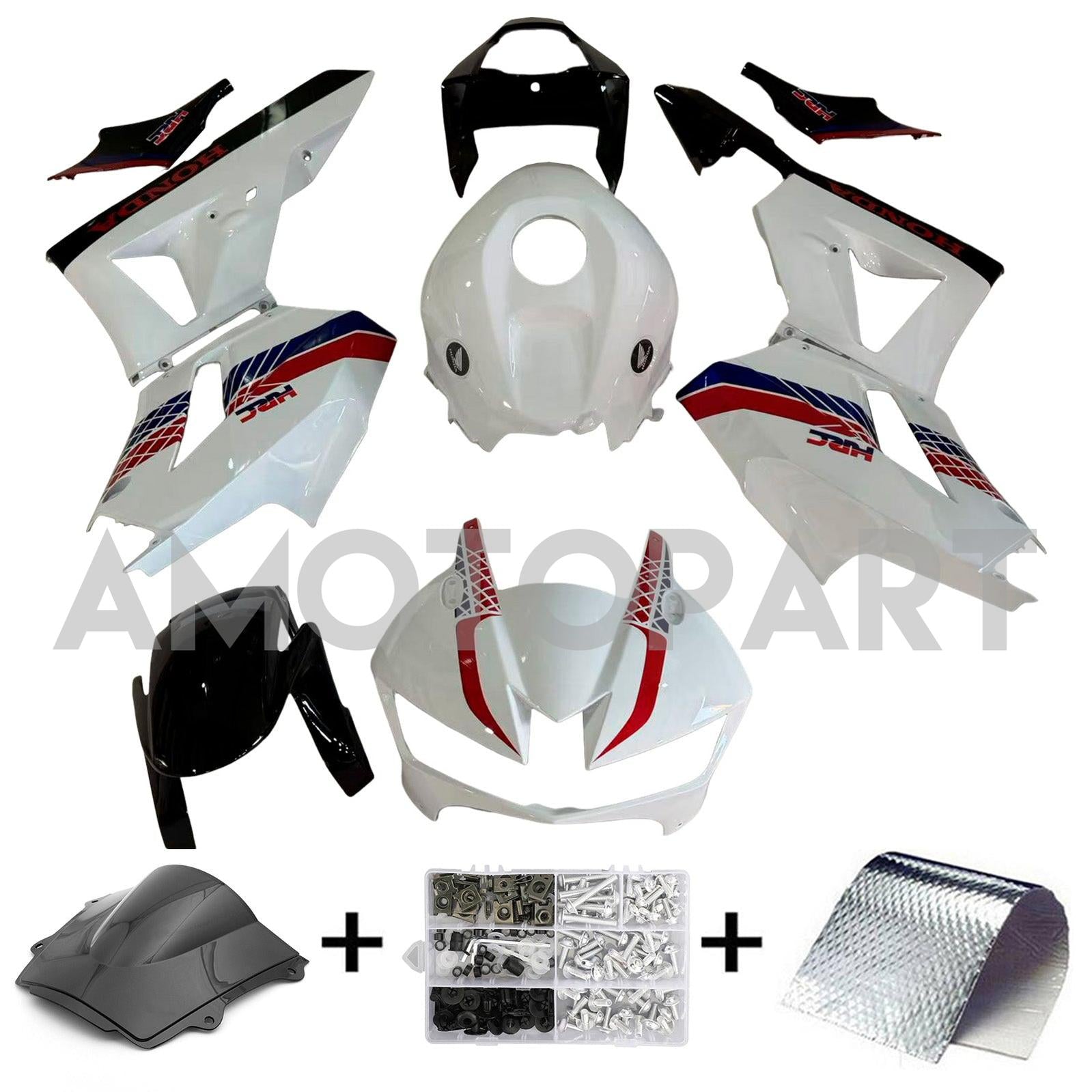 Amotopart Verkleidung für Honda CBR600 (2013–2020), Weiß&Blau&Rotes Trikot