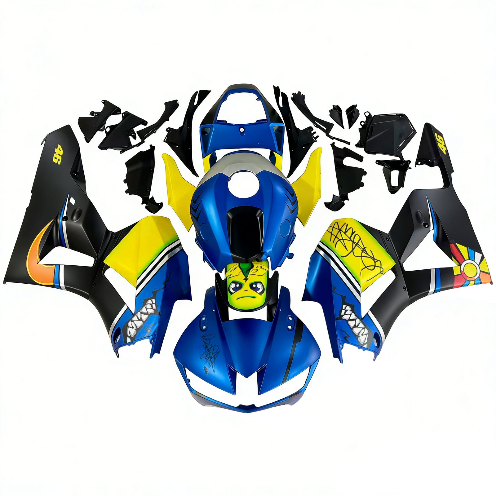 Amotopart 13-25 US ver. & 13-23 European ver. F5 CBR600RR Honda Yellow&Blue Style2 Fairing Kit