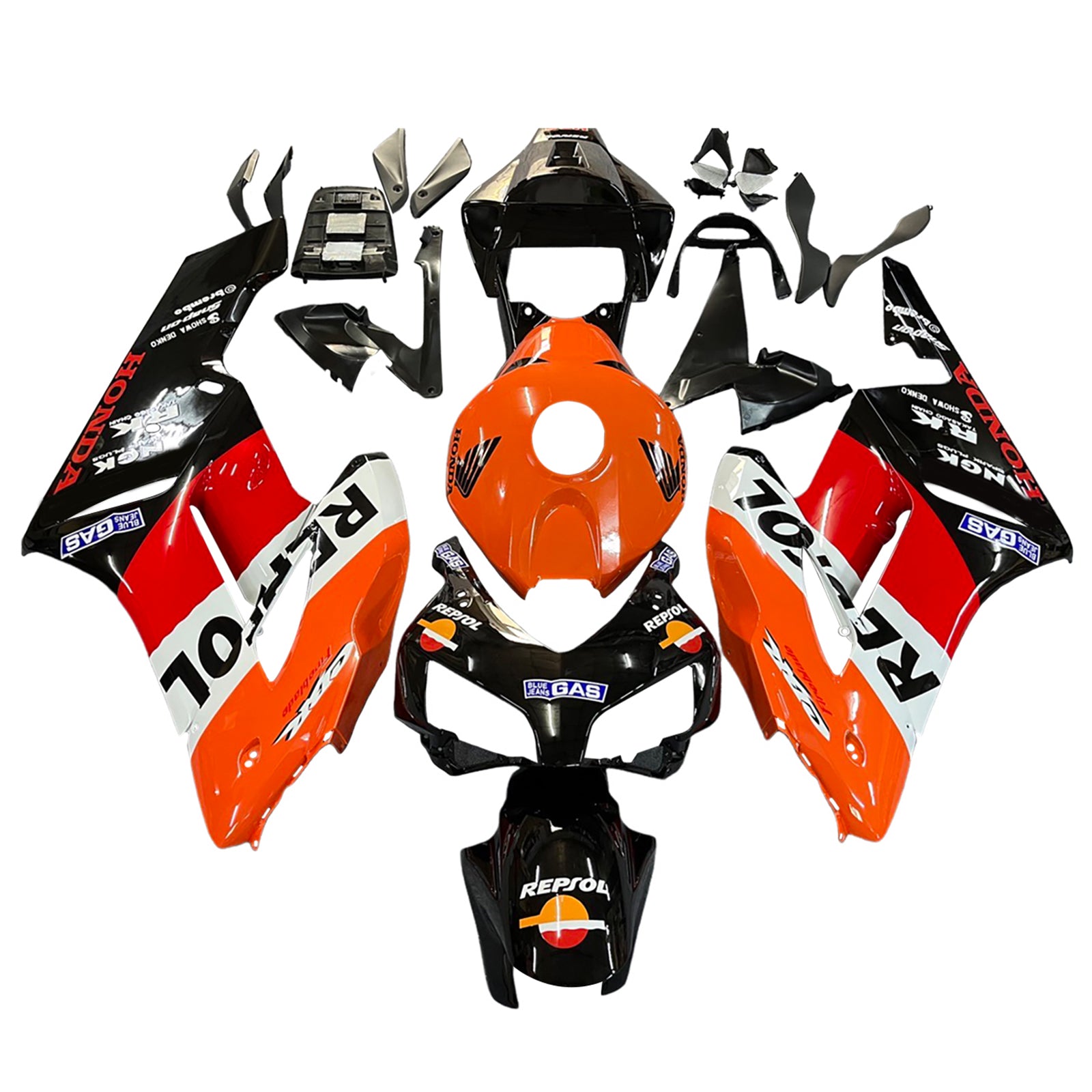 Frailiny Amotopart Honda CBR1000RR 2004-2005 Ráding Repsol Racing Black Orange Fadiring Kit