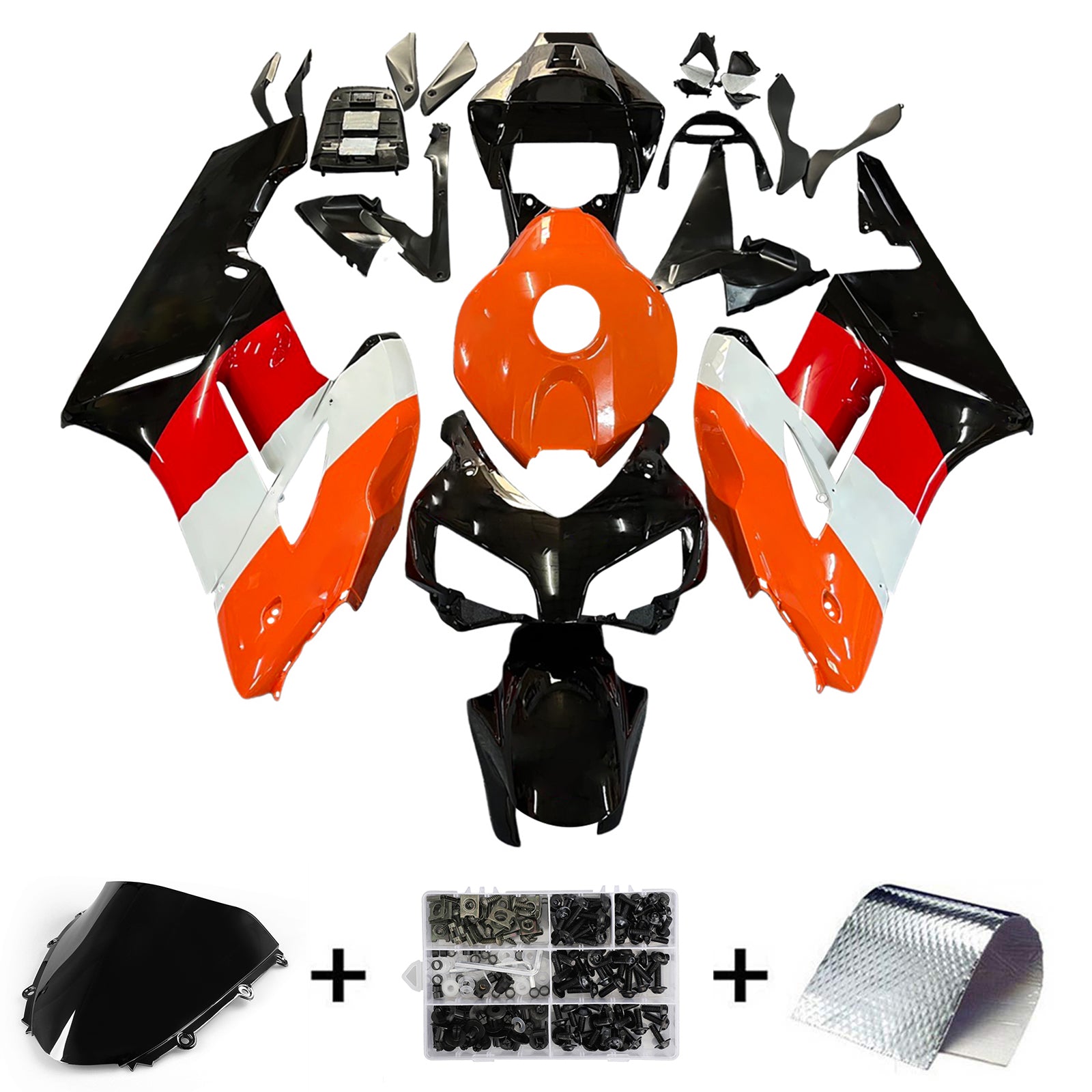 Amotopart Honda CBR1000RR 2004-2005 Black Orange Fairing Kit
