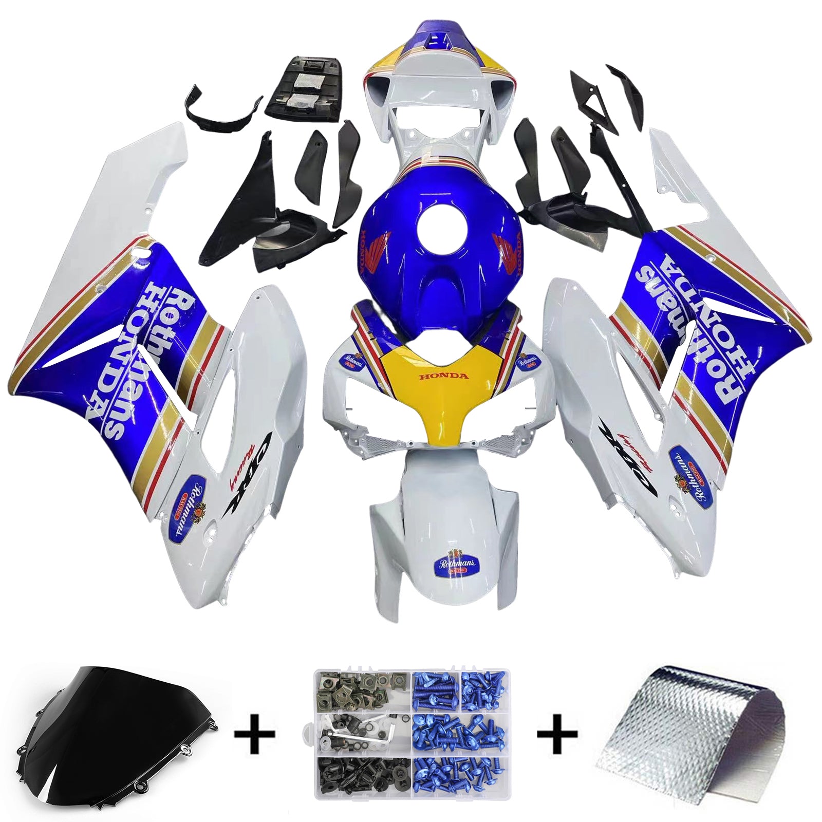 Amotopart-Verkleidungen CBR1000RR 2004–2005 Verkleidung Honda Racing Mehrfarbiges Rothmans-Verkleidungsset