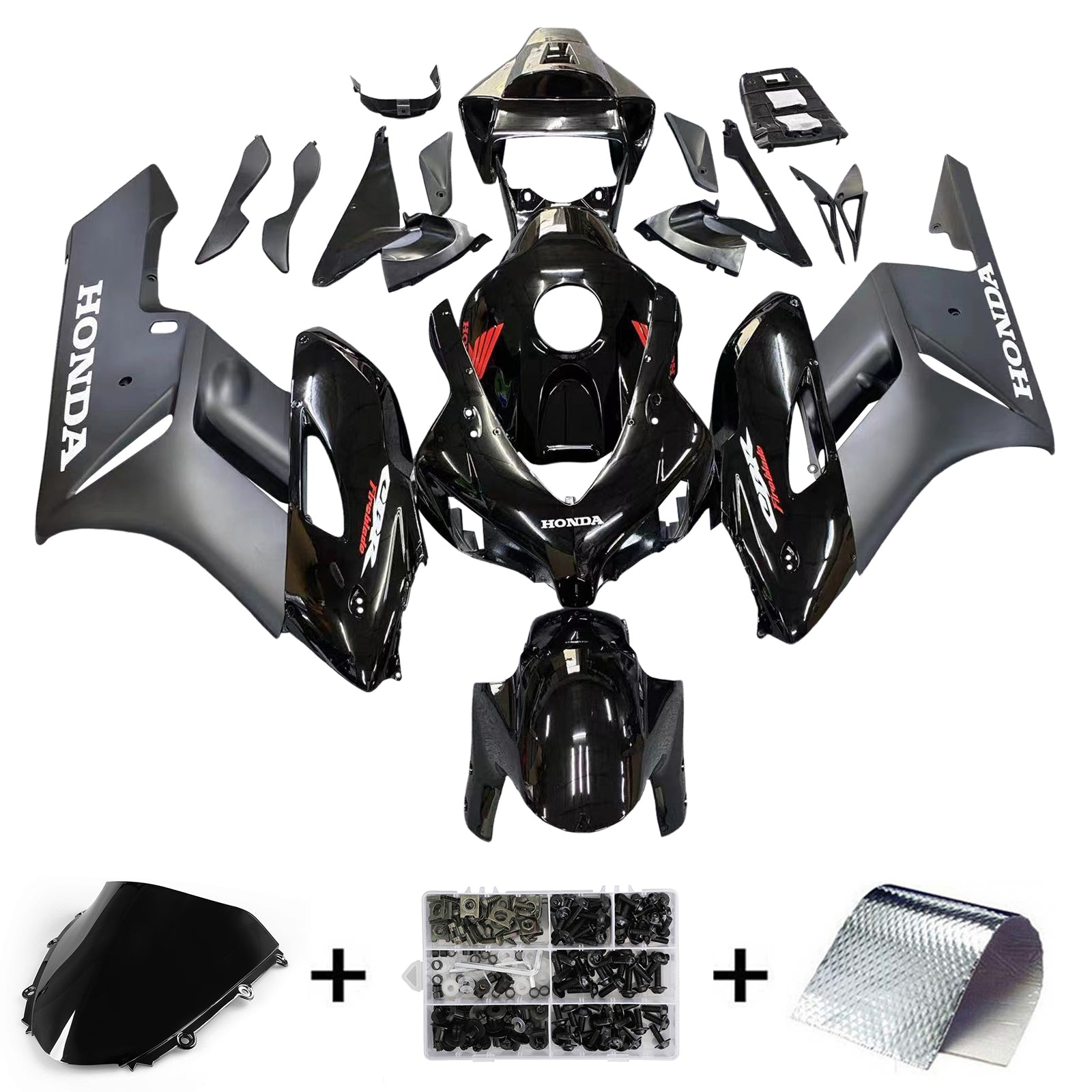 Carene Amotopart CBR1000RR 2004-2005 Carena Honda Racing All Black Kit carena