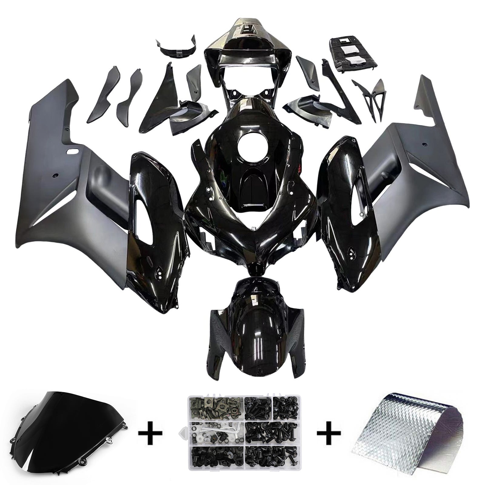 Fairings Amotopart CBR1000RR 2004-2005 Fairring Honda Racing All Black Fairing Kit