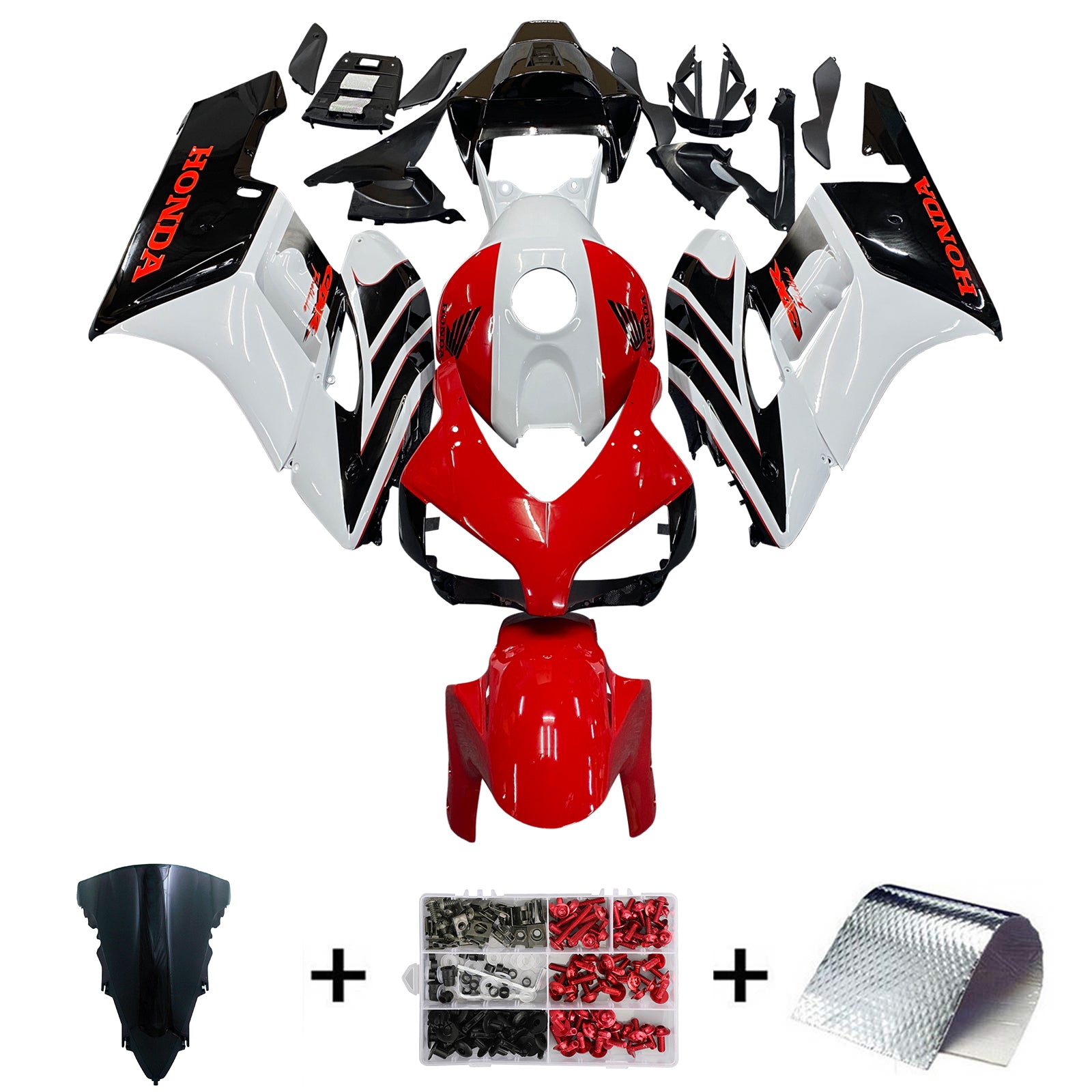 Amotopart Carénages Honda 1000RR 2004-2005 Carénage Blanc Rouge Noir CBR Racing Kit de carénage