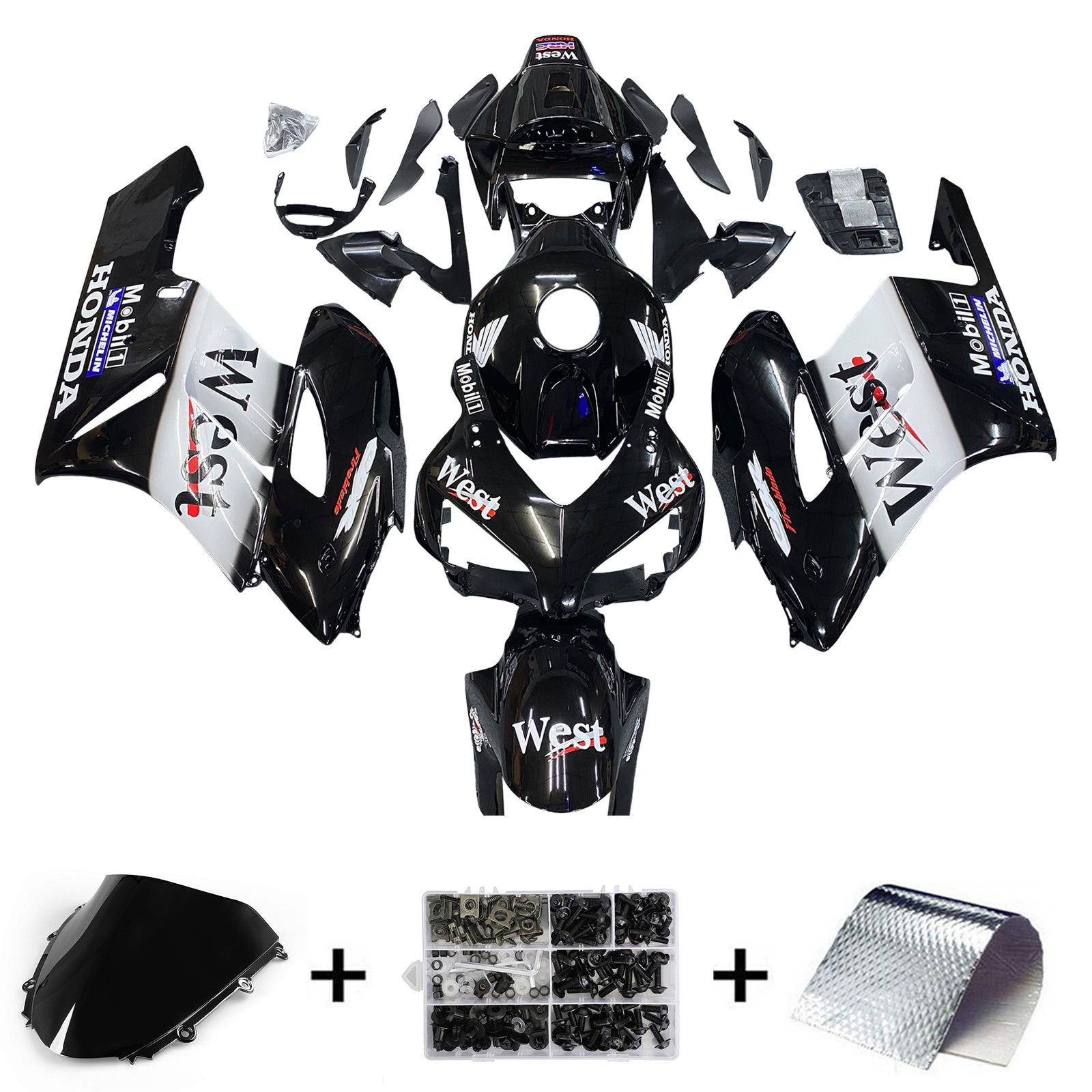 Amotopart Fairings Honda CBR1000RR 2004-2005 Fairing West Racing Black Fairing Kit