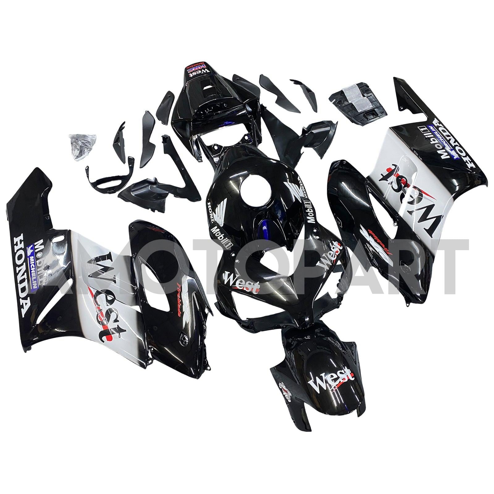 Frailiny Amotopart Honda CBR1000RR 2004-2005 Ráding West Racing Black Fairing Kit
