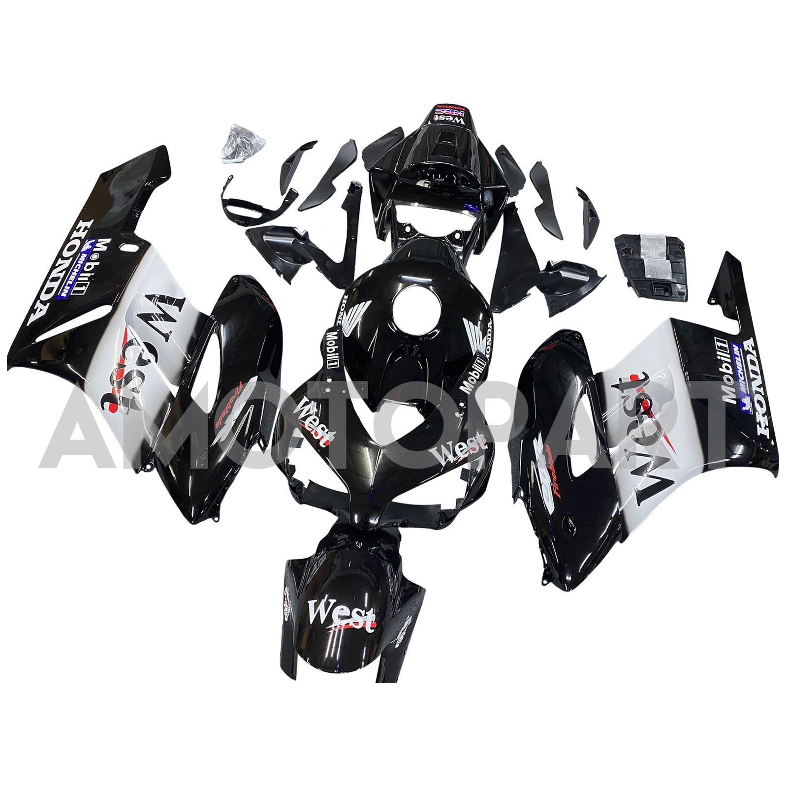 Frailiny Amotopart Honda CBR1000RR 2004-2005 Ráding West Racing Black Fairing Kit