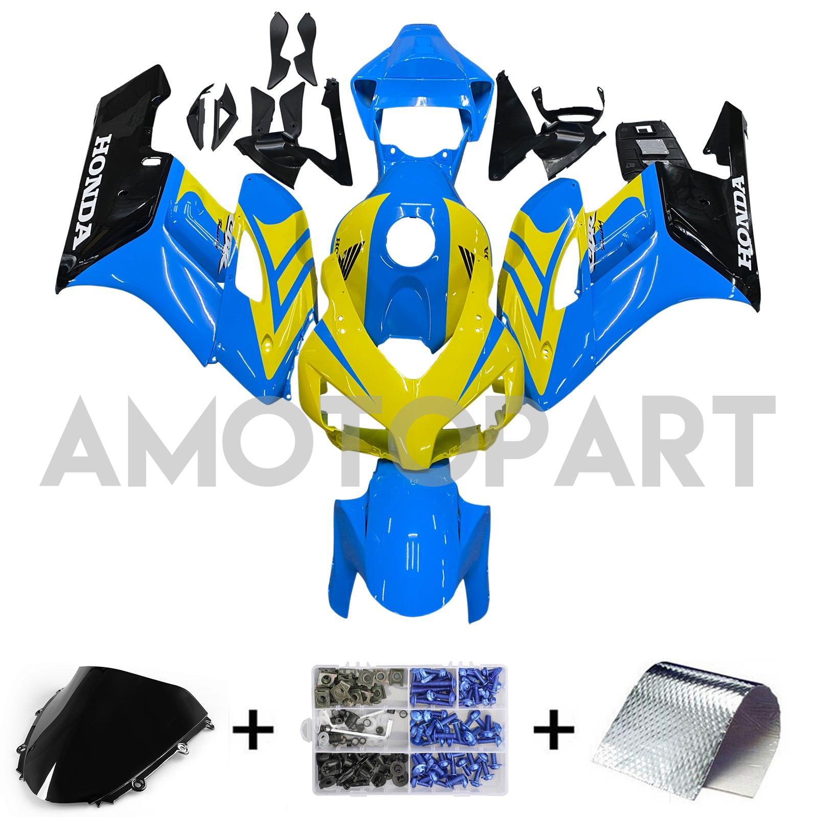 Amotopart Verkleidungen Honda CBR1000RR 2004–2005 Rennverkleidung Blau Gelb Verkleidungsset