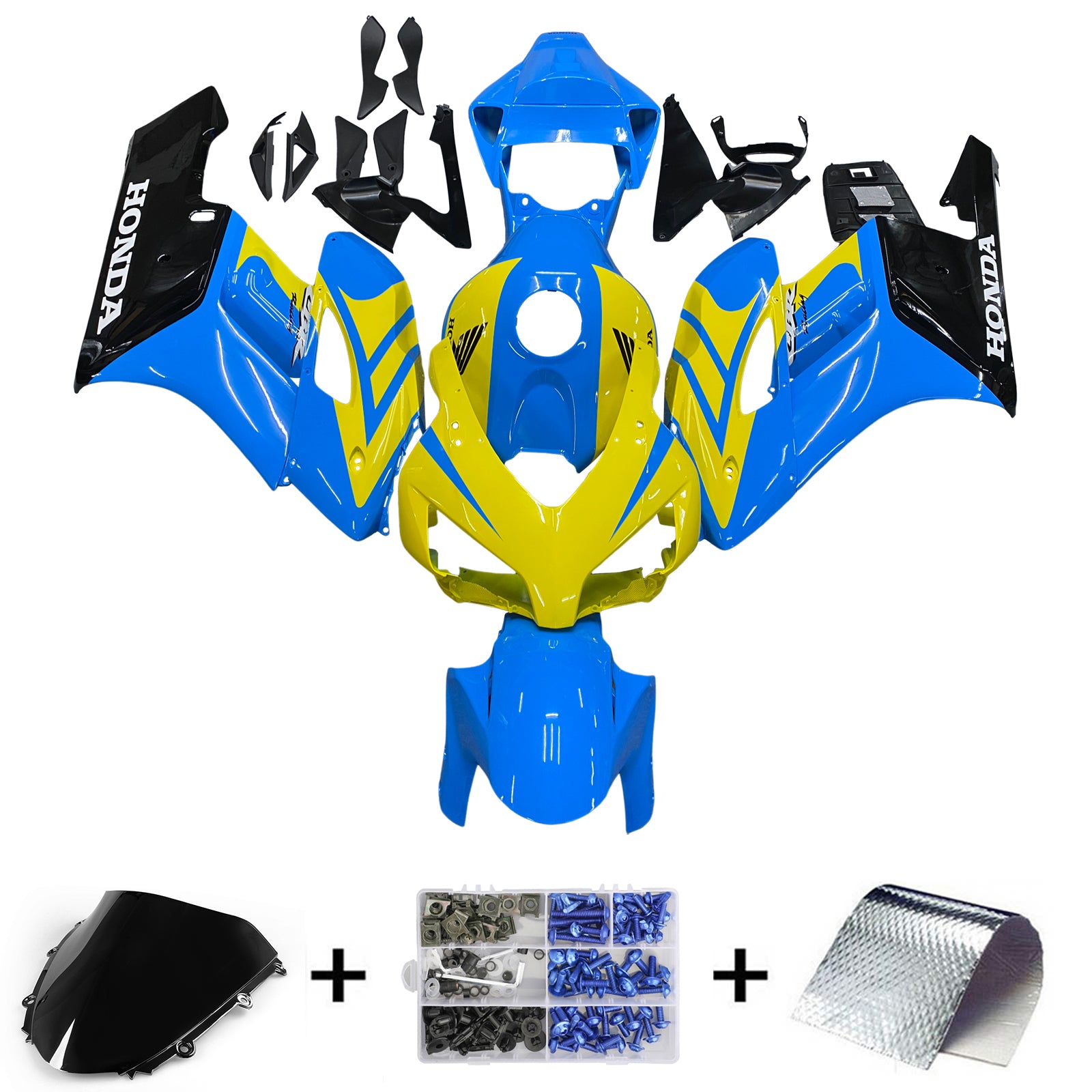 Amotopart Fairings Honda CBR1000RR 2004-2005 Racing Fairing Blue Yellow Fairing Kit