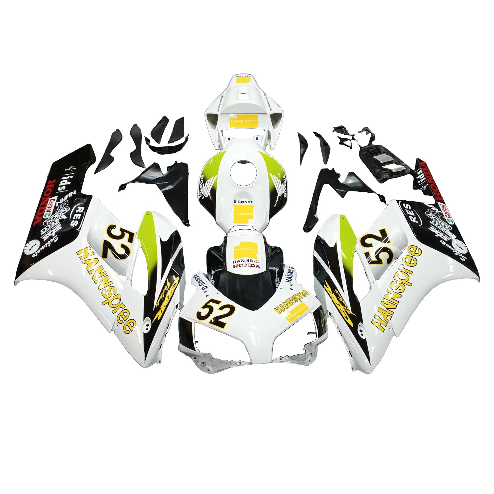 Amotopart Fairings Honda CBR1000RR 2004-2005 Fairing White Black Hannspree Racing Fairing Kit