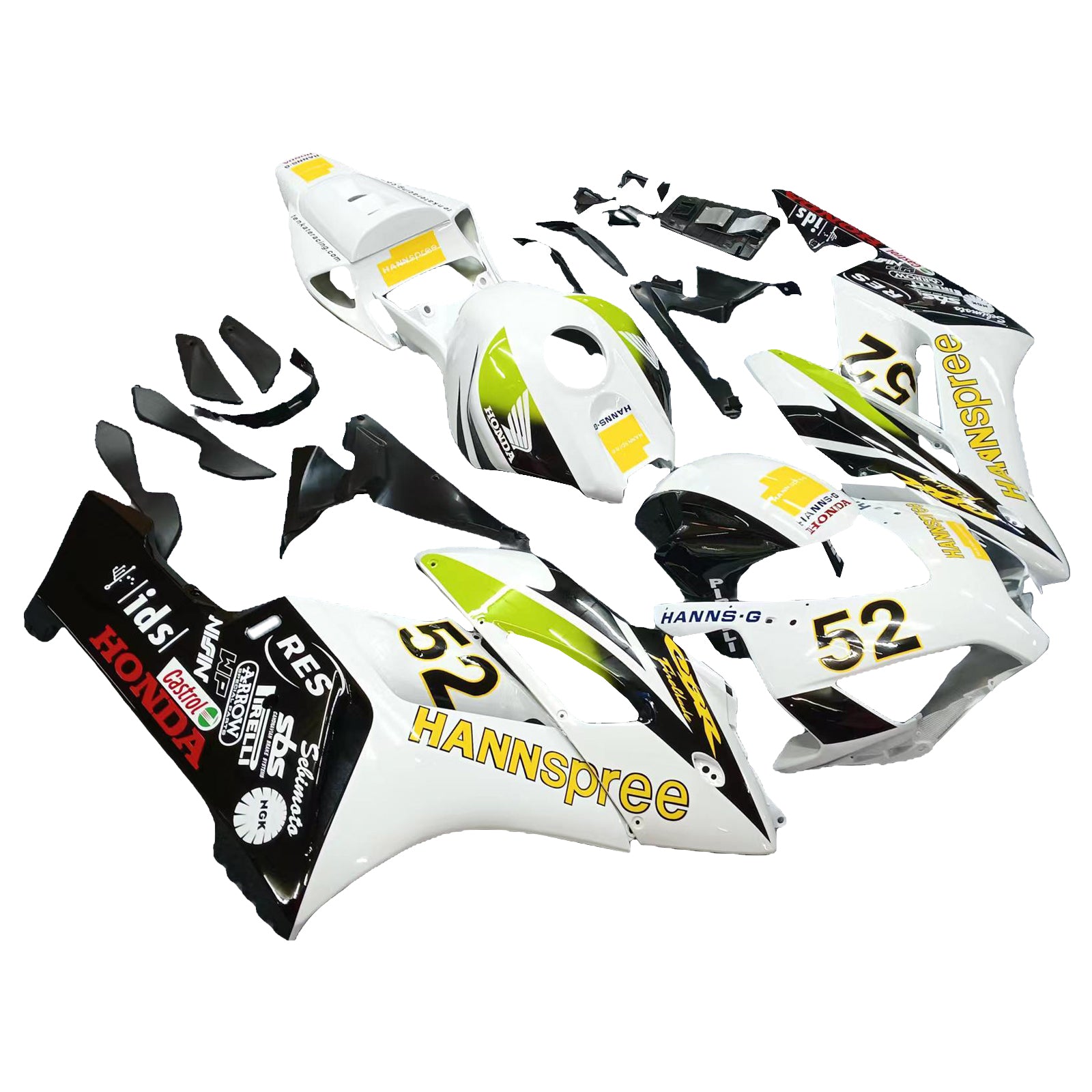 Amotopart-kuipen Honda CBR1000RR 2004-2005 Fairing White Black Hannspree Racing Fairing Kit