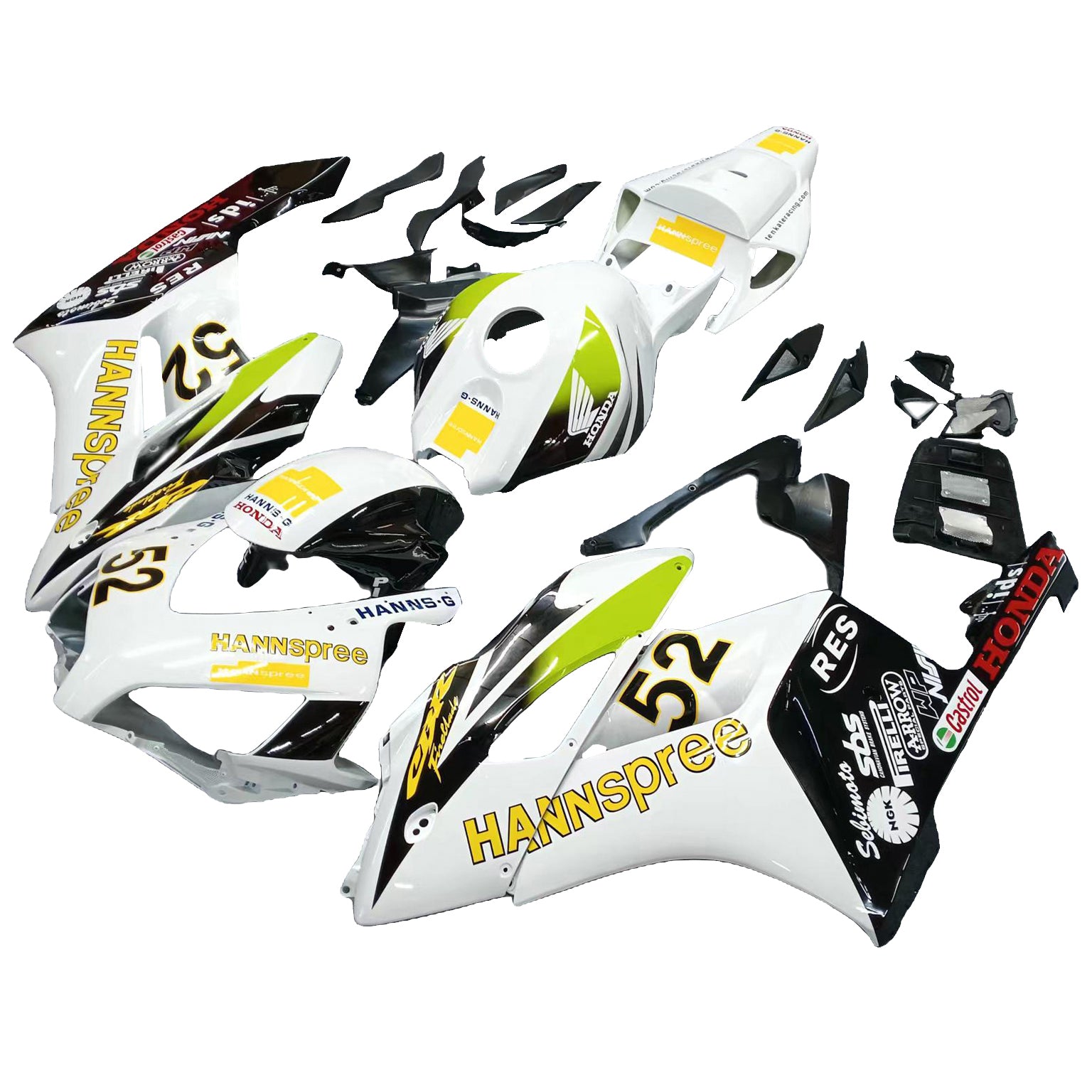 Amotopart-kuipen Honda CBR1000RR 2004-2005 Fairing White Black Hannspree Racing Fairing Kit