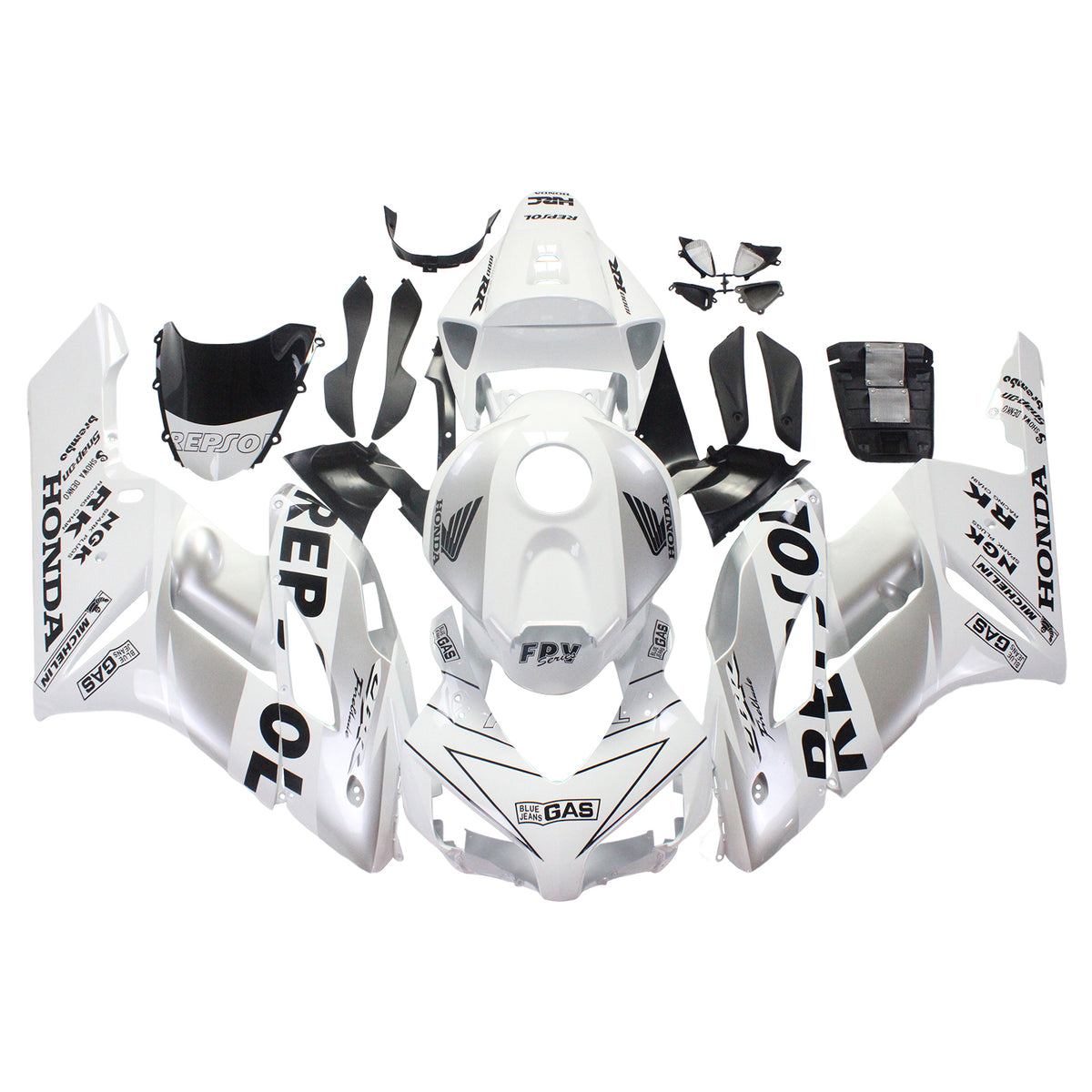 Amotopart Fairings Honda CBR1000RR 2004-2005 Fairing White Silver Repsol Racing Fairing Kit