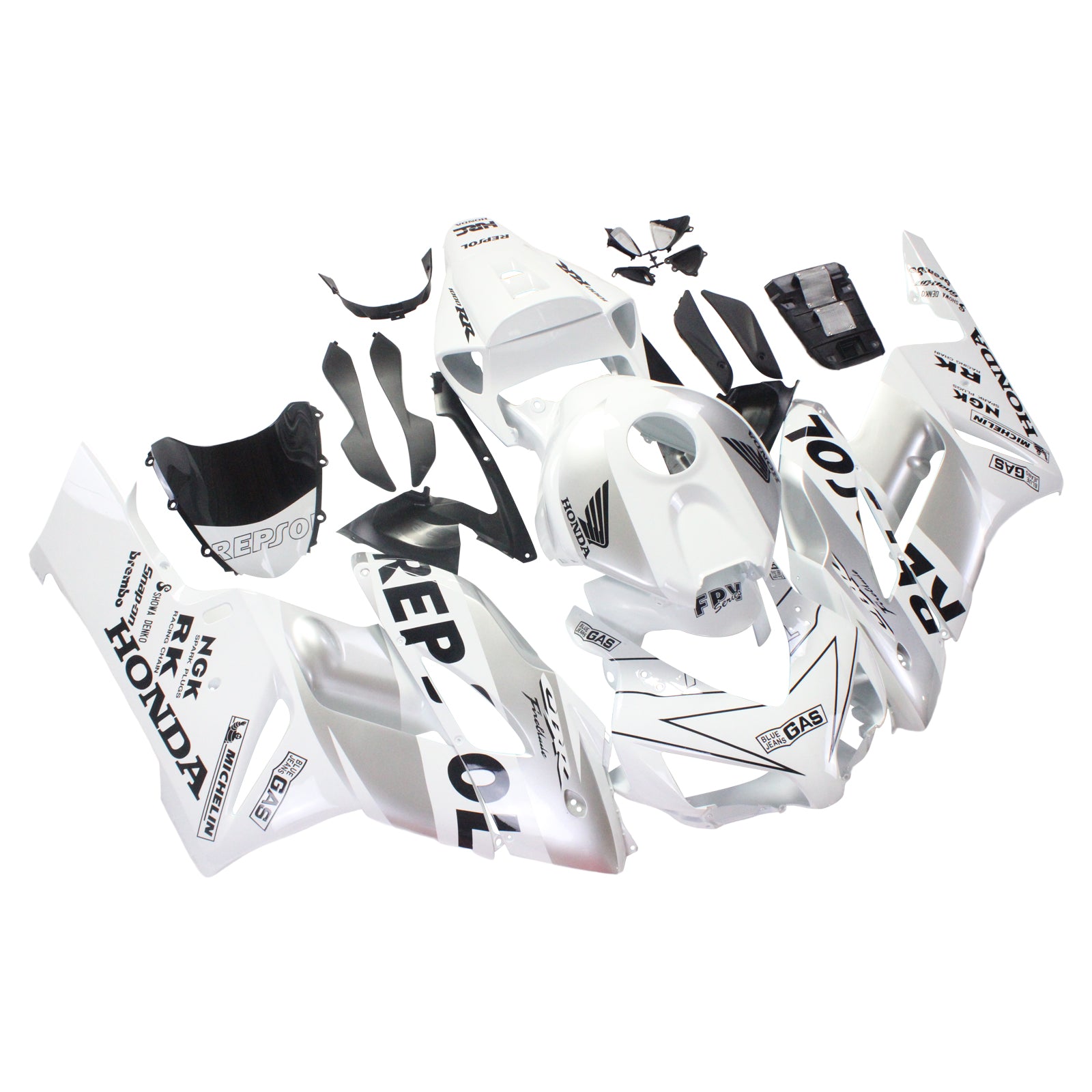Amotopart Verkleidungen Honda CBR1000RR 2004–2005 Verkleidung Weiß Silber Repsol Racing Verkleidungsset