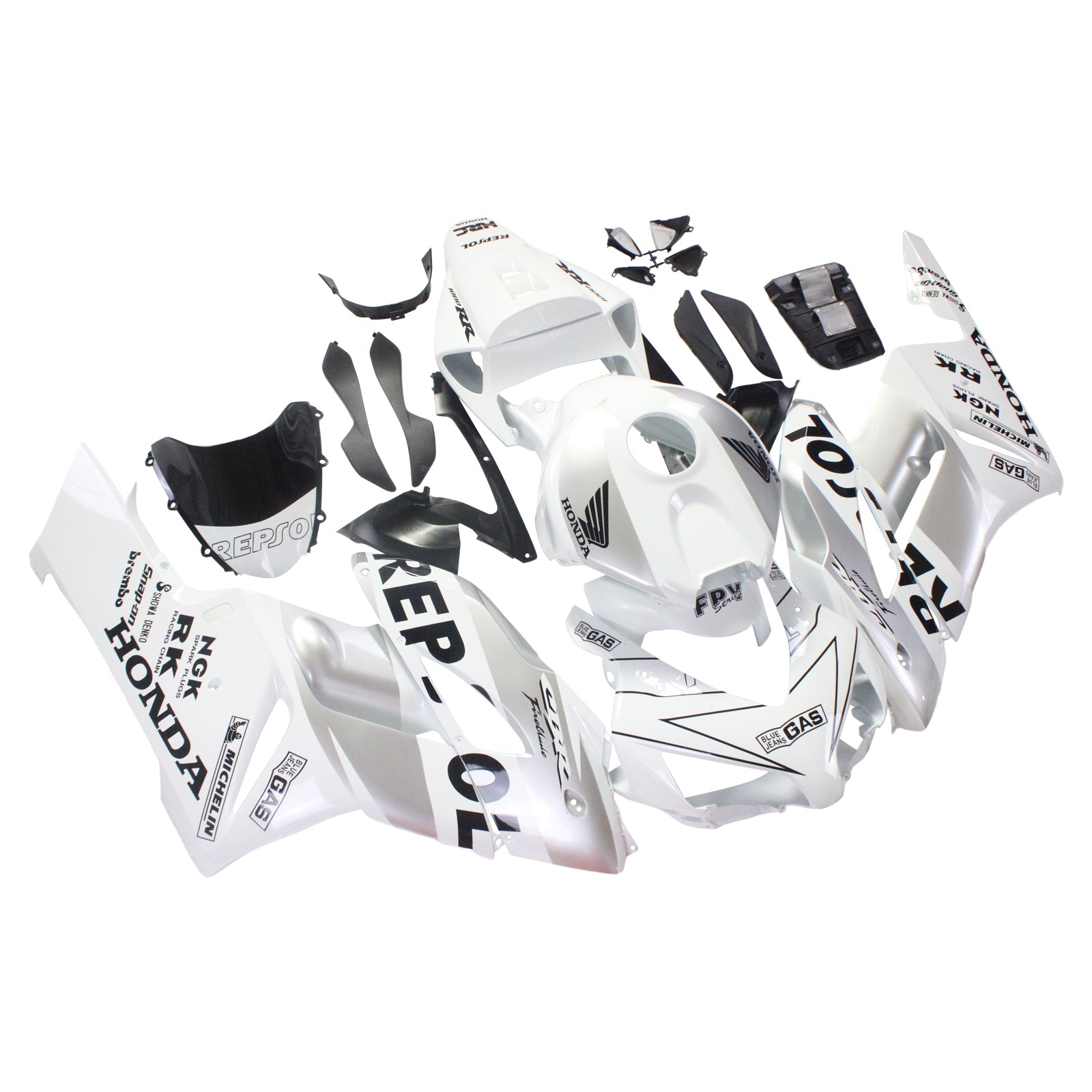 Amotopart Fairings Honda CBR1000RR 2004-2005 Fairing White Silver Repsol Racing Fairing Kit