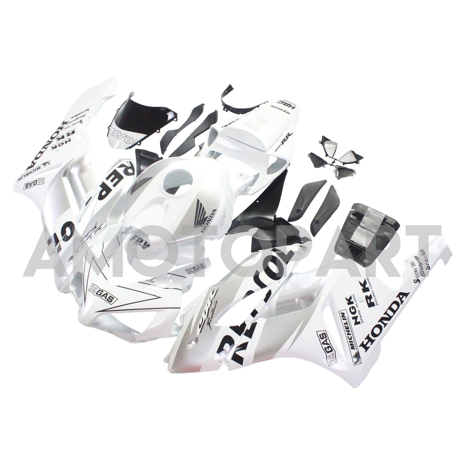 Kapoty Amotopart Honda CBR1000RR 2004-2005 FAILING Bílé stříbrné repsol Racing Fairing Kit