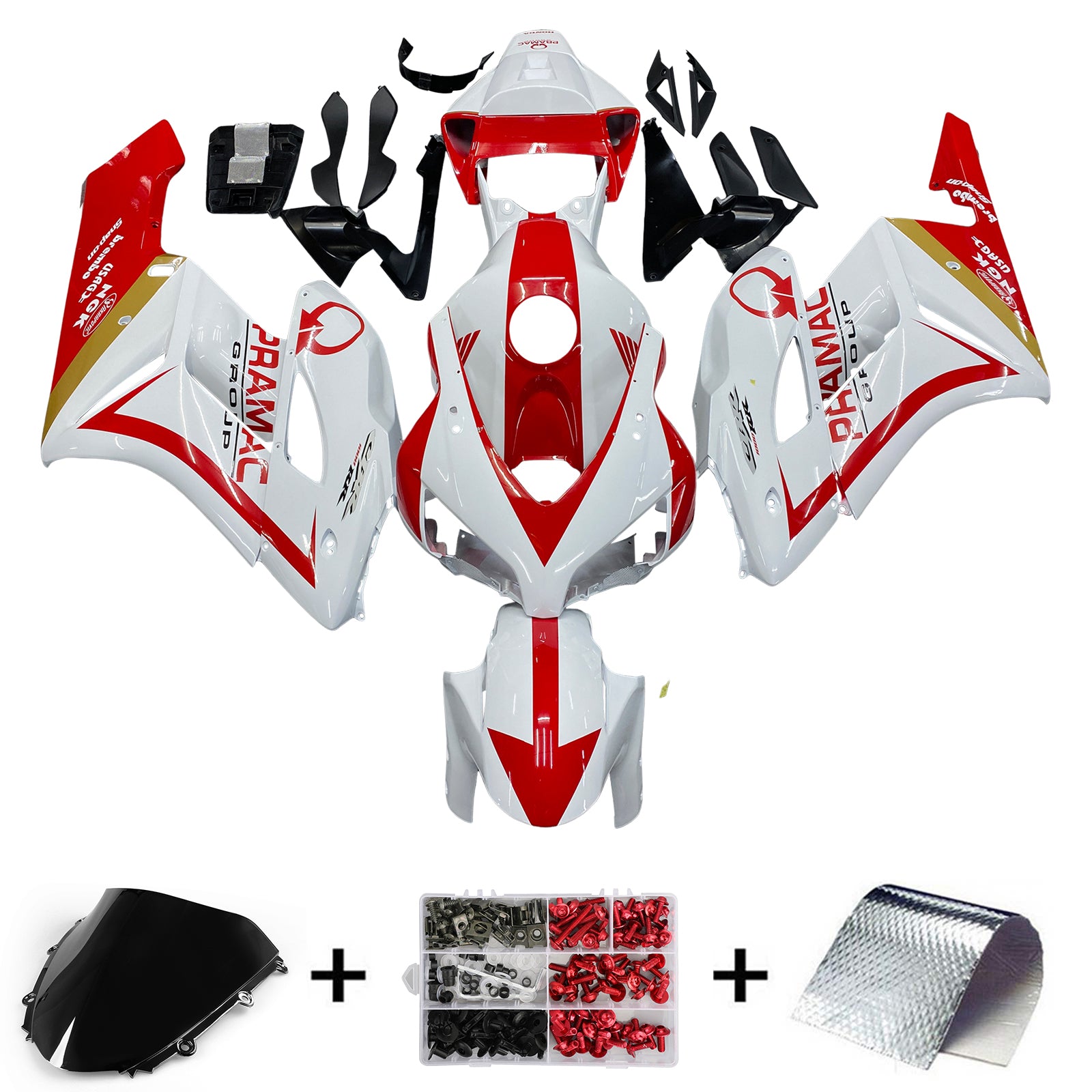 Amotopart Fairings CBR1000RR 2004-2005 Fairing White Red Honda Racing Fairing Kit